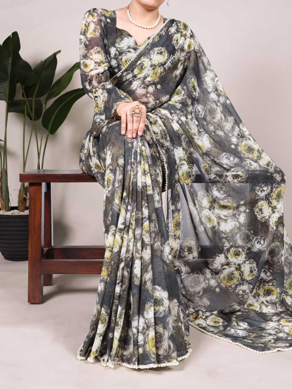 Ynf Fancy KESH134 7042 Sarees Wholesale Printed Sarees Floral Sarees Lightweight Sarees Manufacturer