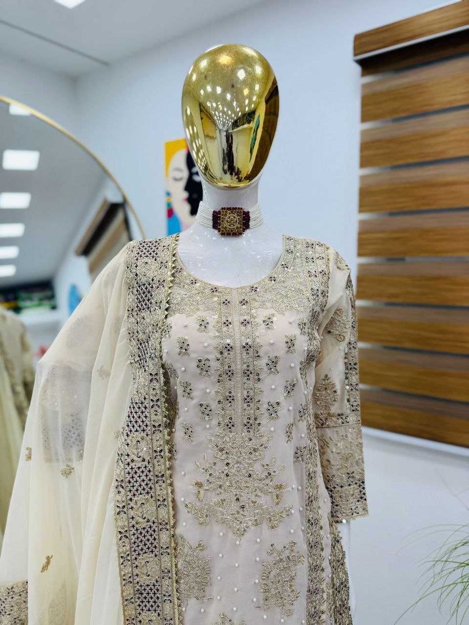 Ynf Faux Georgette KESH158 5050 Suits & Dresses Wedding Collections Festive Collections Wholesale Sharara Salwar Suits Georgette Suit Wedding Outfits Manufacturer