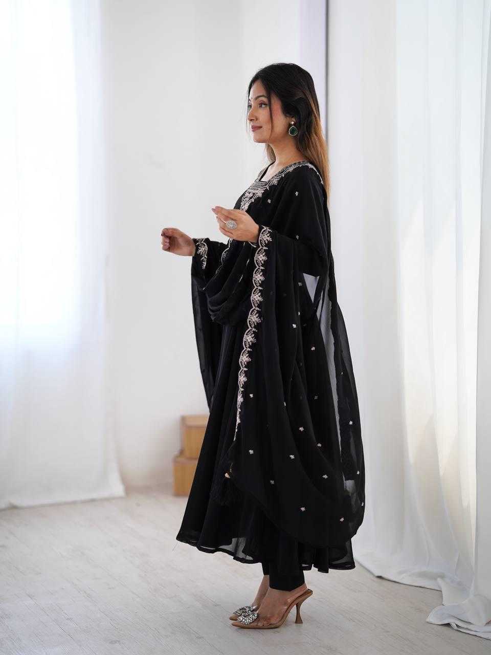 Ynf Faux Georgette KESH504 283 Gowns Wholesale Fancy Gowns Embroidery Gowns Georgette Gown Manufacturer