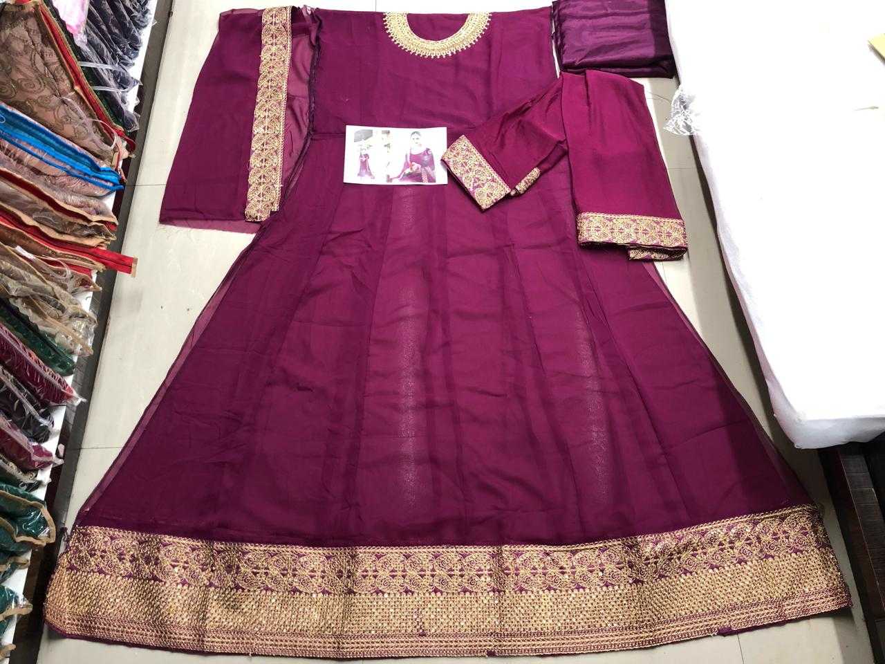 Ynf Faux Georgette KESH504 7171 Gowns Wedding Collections Festive Collections Wholesale Embroidery Gowns Georgette Gown Full Sleeve Gowns Manufacturer