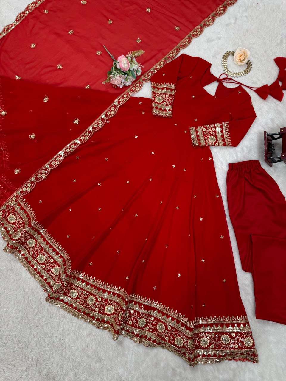Ynf Faux Georgette RIN133 23 Gowns Wedding Collections Festive Collections Wholesale Georgette Gown Gown With Dupatta Sequin Gowns Manufacturer