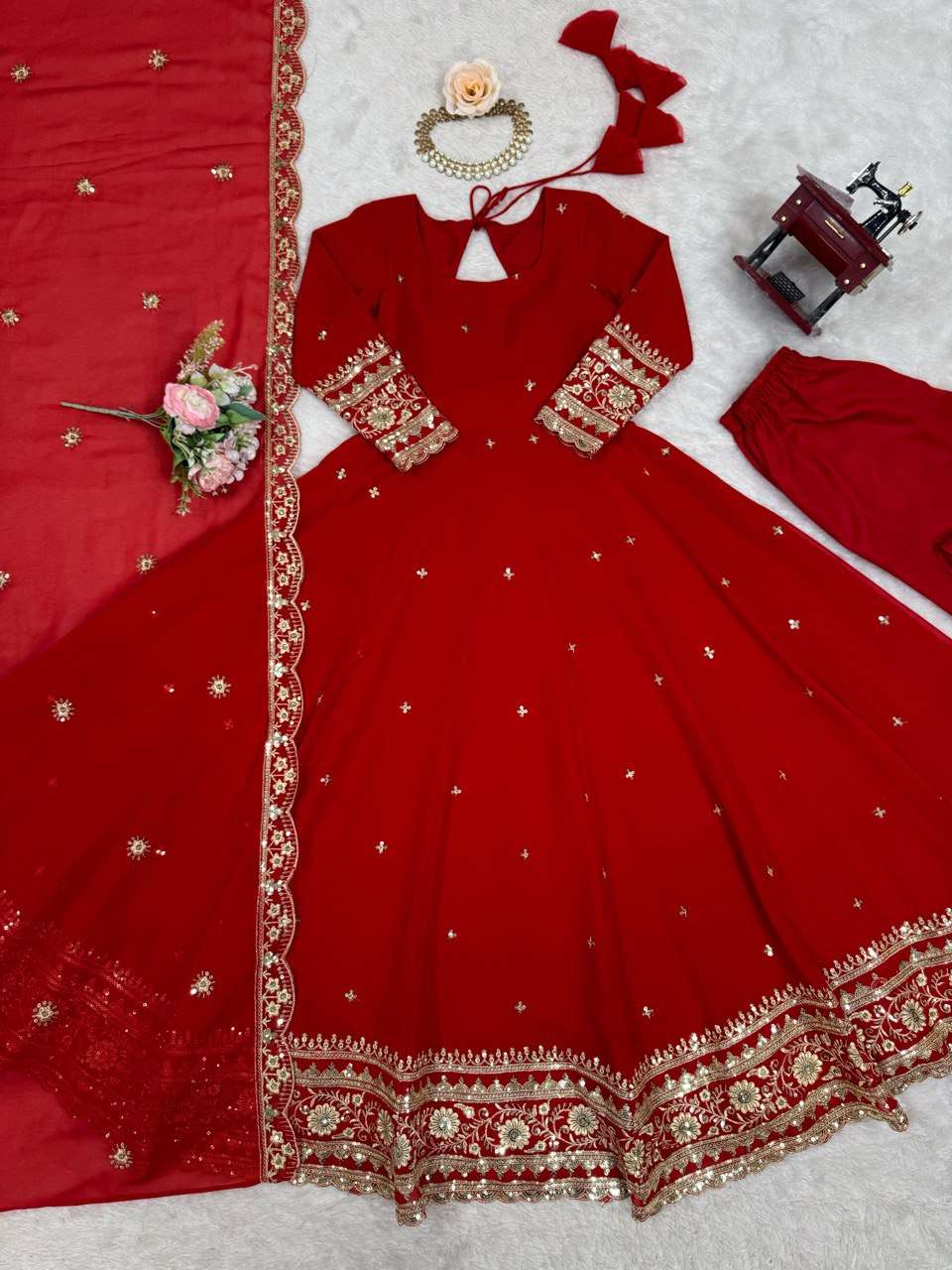 Ynf Faux Georgette RIN133 23 Gowns Wedding Collections Festive Collections Wholesale Georgette Gown Gown With Dupatta Sequin Gowns Manufacturer