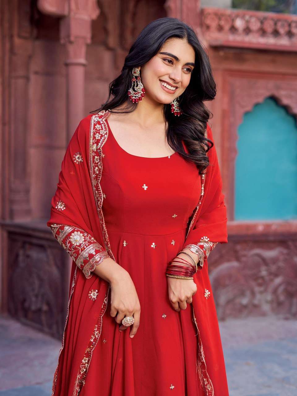 Ynf Faux Georgette RIN133 23 Gowns Wedding Collections Festive Collections Wholesale Georgette Gown Gown With Dupatta Sequin Gowns Manufacturer