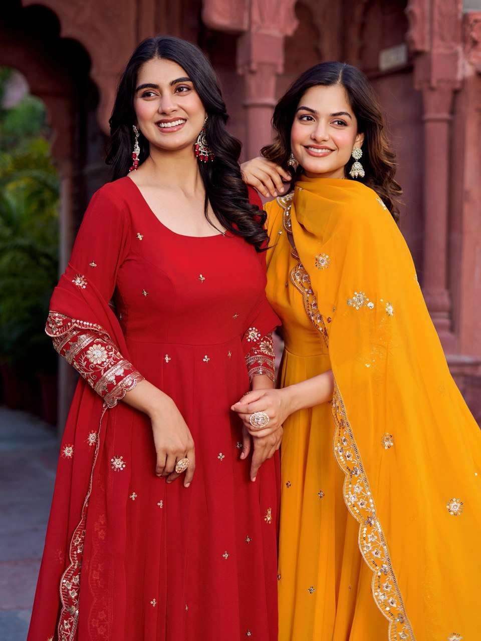 Ynf Faux Georgette RIN133 23 Gowns Wedding Collections Festive Collections Wholesale Georgette Gown Gown With Dupatta Sequin Gowns Manufacturer
