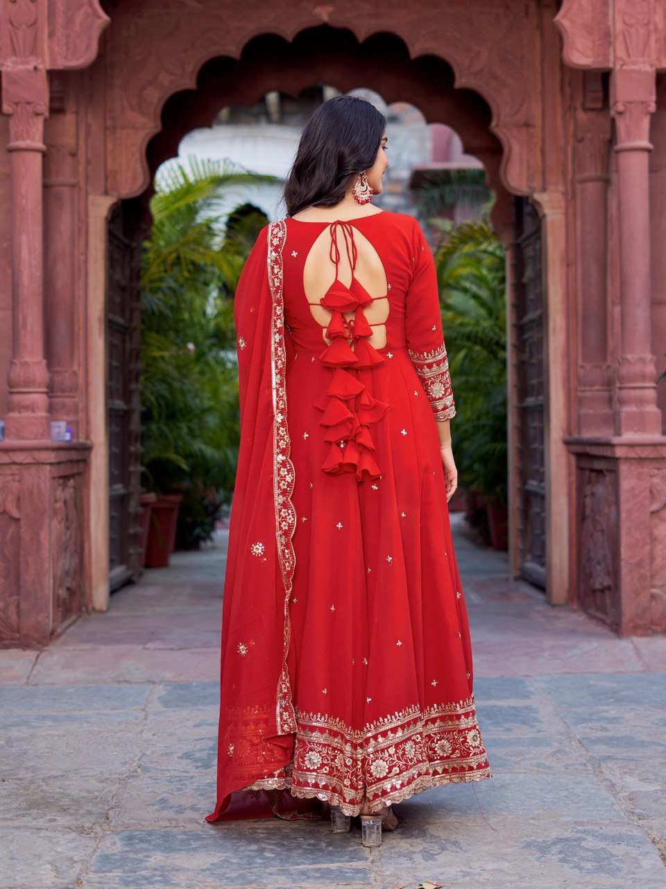 Ynf Faux Georgette RIN133 23 Gowns Wedding Collections Festive Collections Wholesale Georgette Gown Gown With Dupatta Sequin Gowns Manufacturer