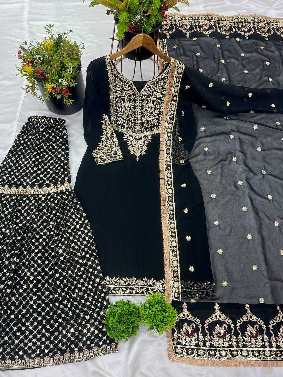 Ynf Georgette KESH499 510 Suits & Dresses Wholesale Sharara Salwar Suits Georgette Suit Black Salwar Suit Manufacturer