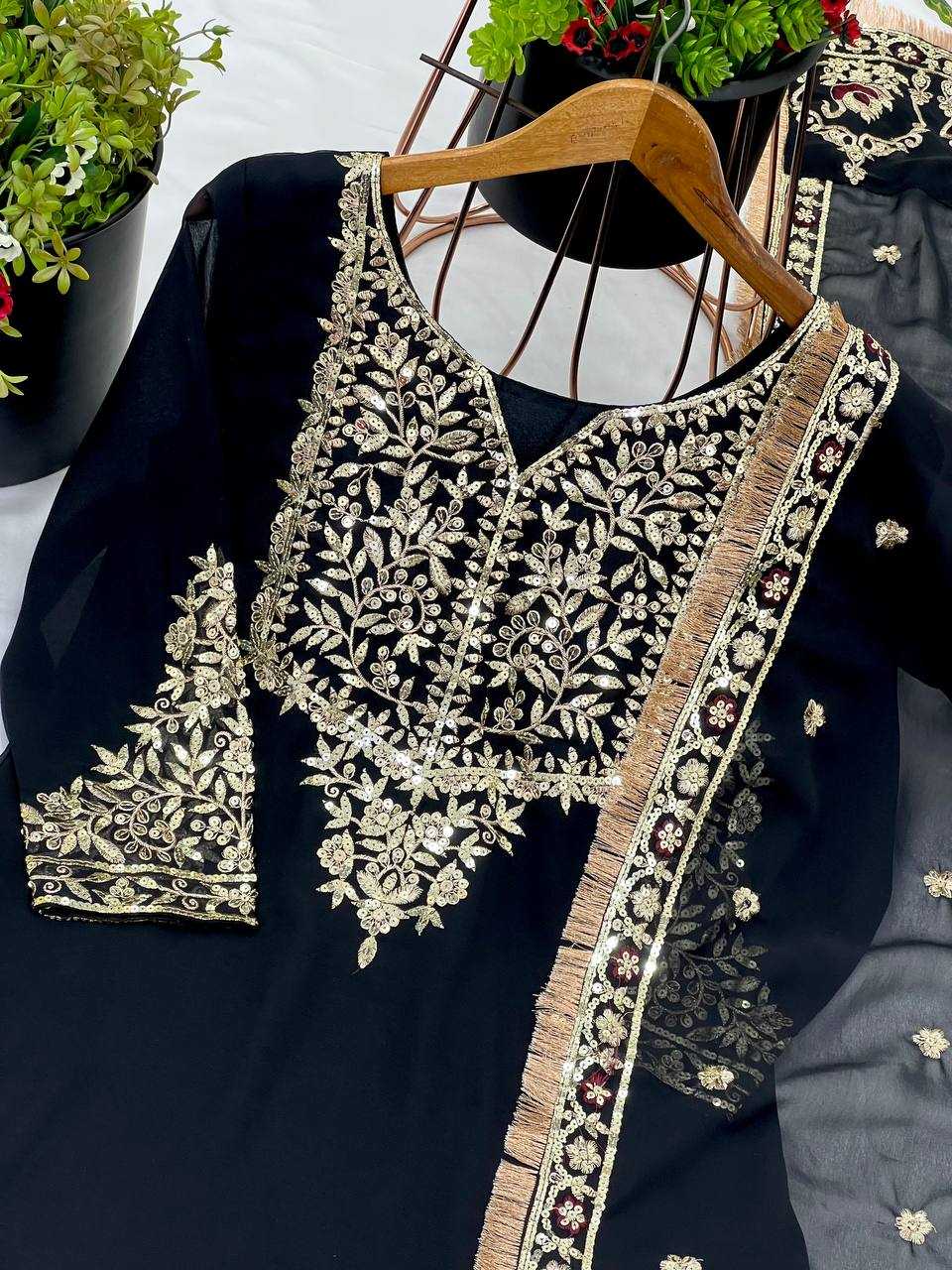 Ynf Georgette KESH499 510 Suits & Dresses Wholesale Sharara Salwar Suits Georgette Suit Black Salwar Suit Manufacturer