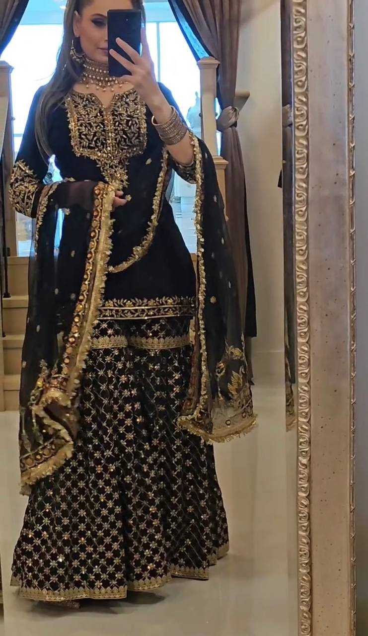 Ynf Georgette KESH499 510 Suits & Dresses Wholesale Sharara Salwar Suits Georgette Suit Black Salwar Suit Manufacturer