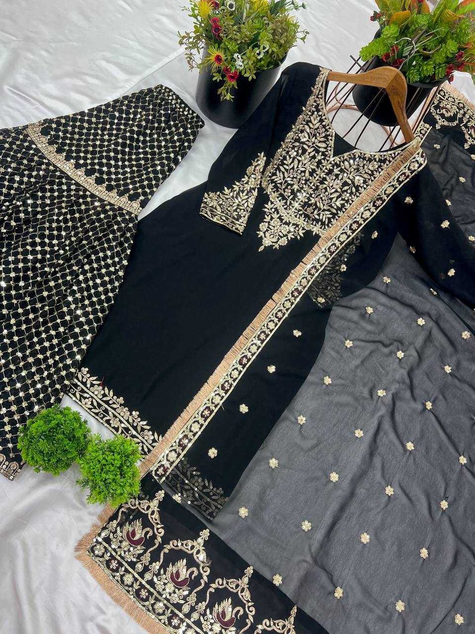 Ynf Georgette KESH499 510 Suits & Dresses Wholesale Sharara Salwar Suits Georgette Suit Black Salwar Suit Manufacturer