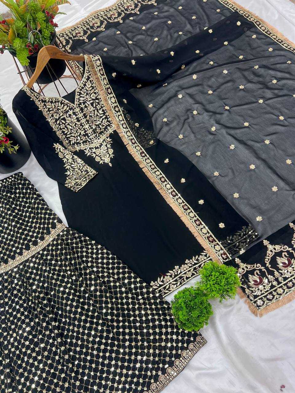 Ynf Georgette KESH499 510 Suits & Dresses Wholesale Sharara Salwar Suits Georgette Suit Black Salwar Suit Manufacturer