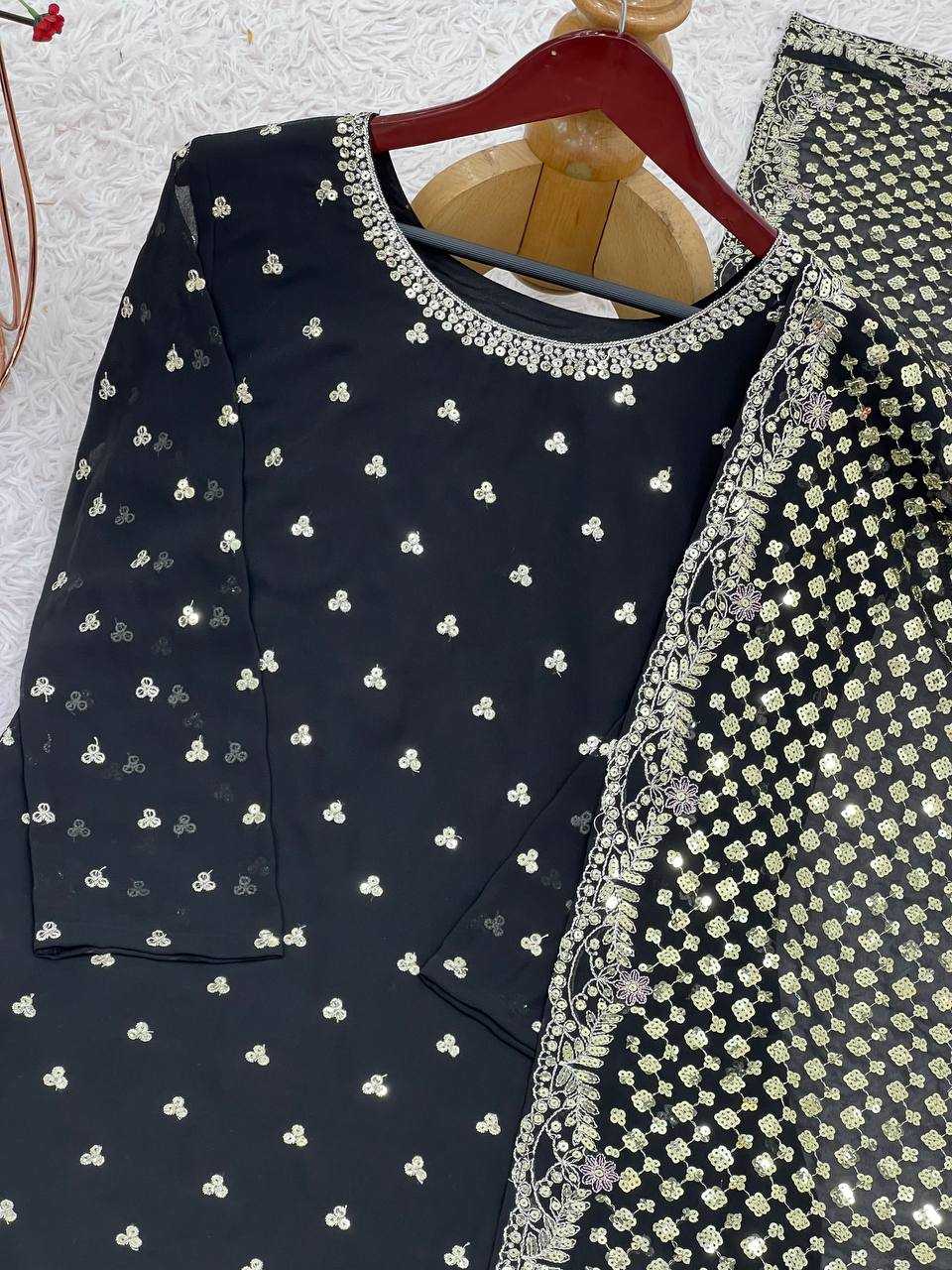 Ynf Georgette KESH499 513 Suits & Dresses Wholesale Sharara Salwar Suits Embroidery Suits Black Salwar Suit Manufacturer