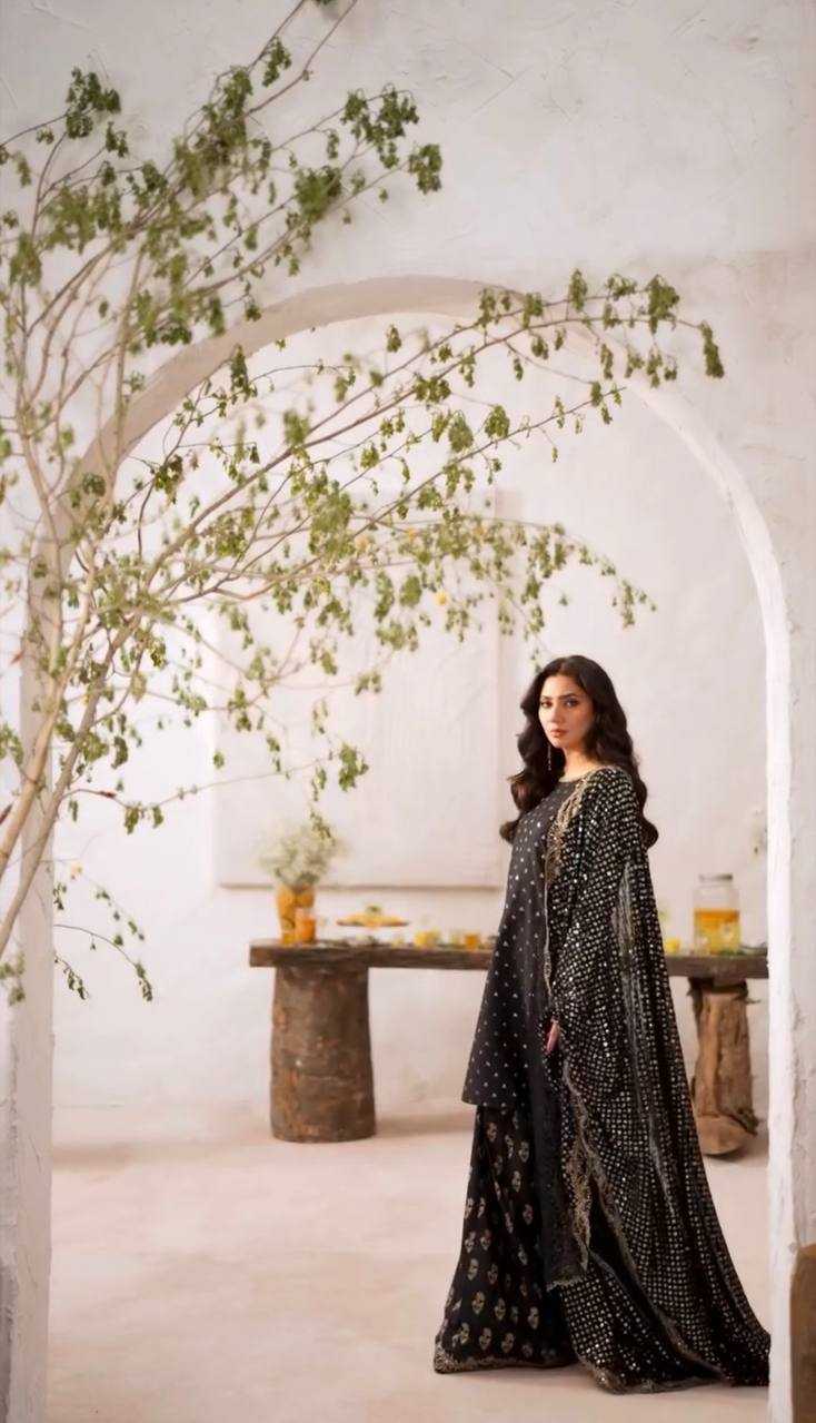 Ynf Georgette KESH499 513 Suits & Dresses Wholesale Sharara Salwar Suits Embroidery Suits Black Salwar Suit Manufacturer