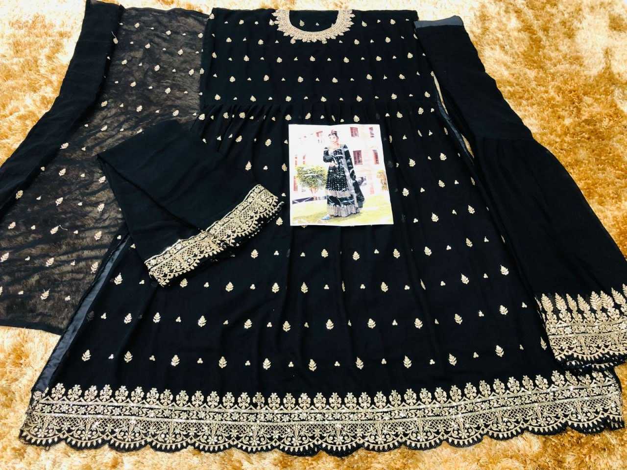 Ynf Georgette KESH504 101 Suits & Dresses Wholesale Semi Stitched Suits Semi-Stitched Suits Black Salwar Suit Manufacturer