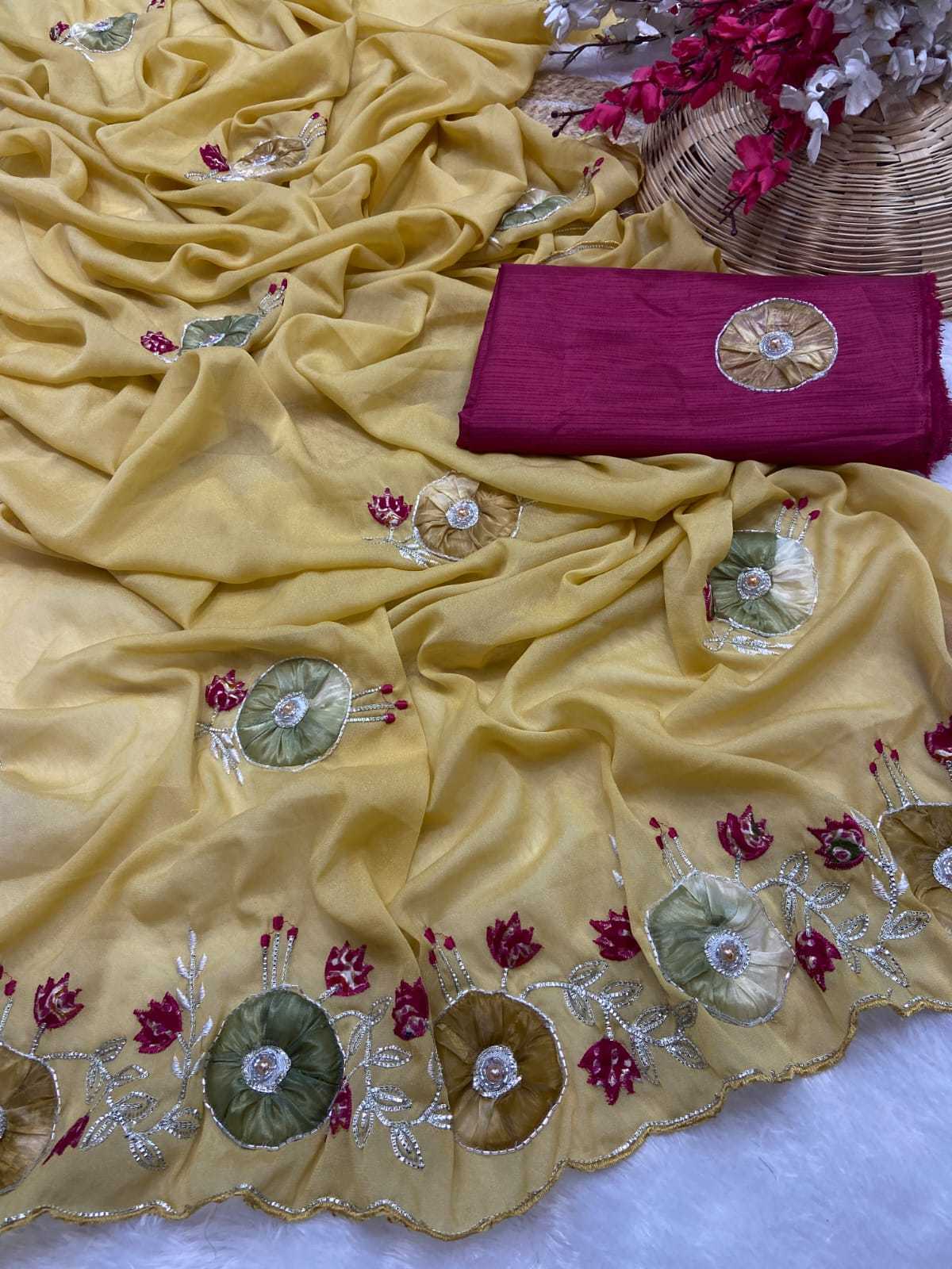 Ynf Georgette KESH514 142 Sarees Wholesale Gota Patti Sarees Butta Sarees Manufacturer