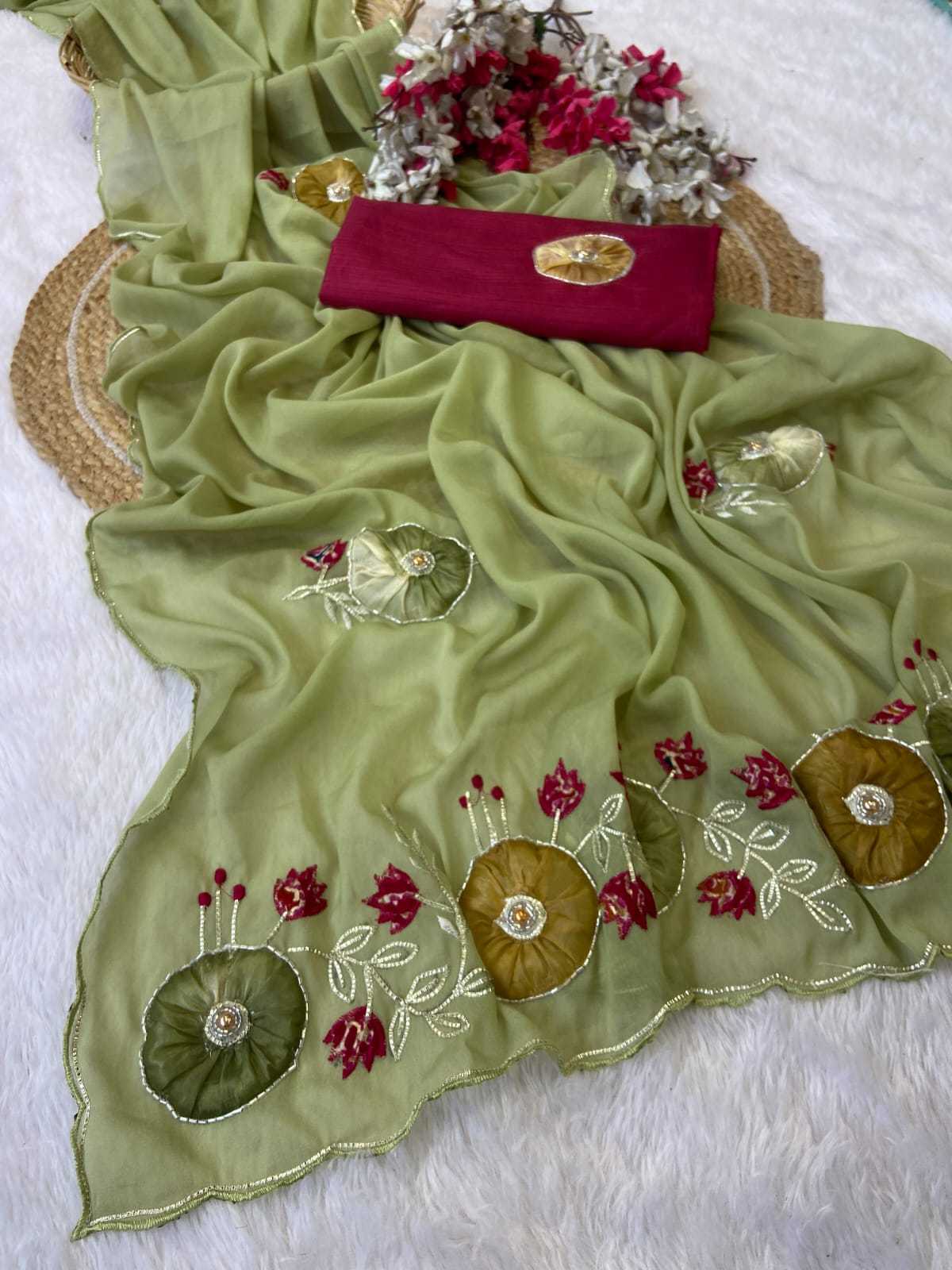 Ynf Georgette KESH514 142 Sarees Wholesale Gota Patti Sarees Butta Sarees Manufacturer
