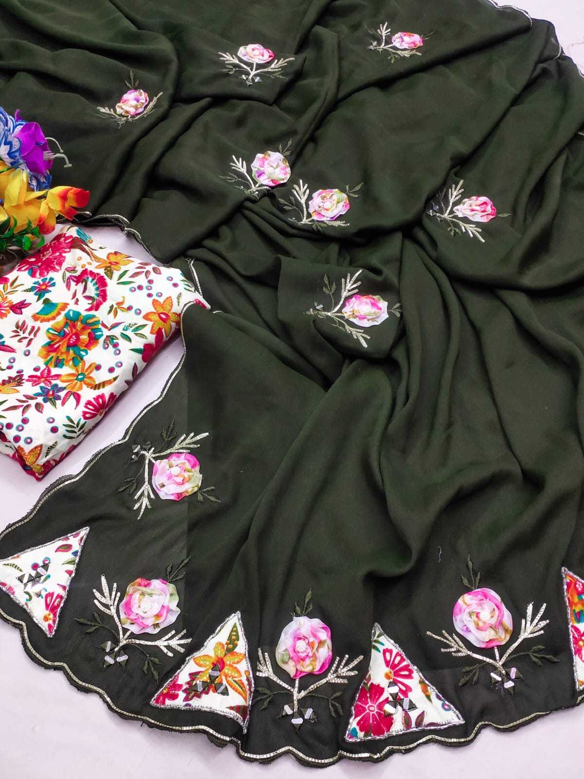 Ynf Georgette RIN128 MACHINE Sarees Wedding Collections Festive Collections Wholesale Georgette Sarees Gota Patti Sarees Wedding Outfits Manufacturer