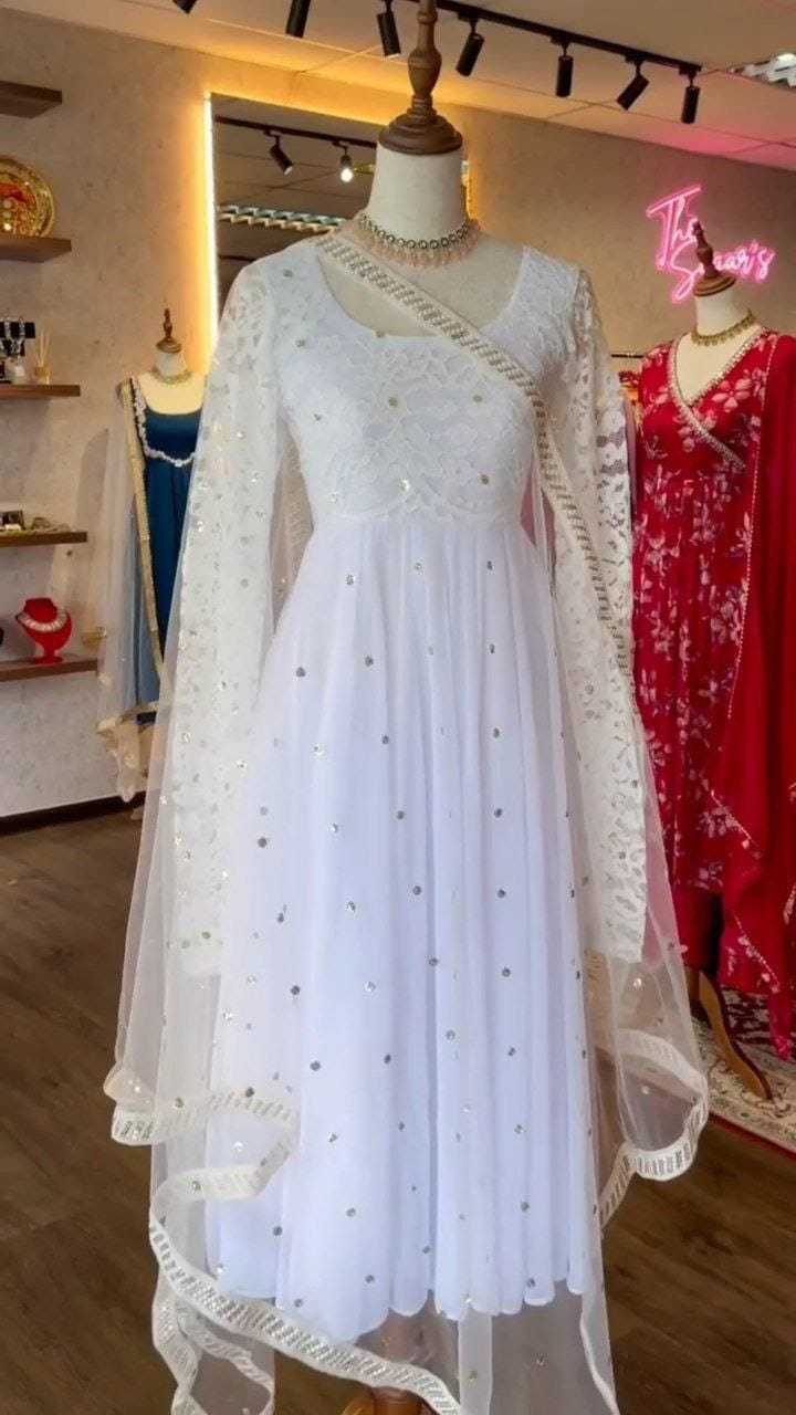 Ynf Georgette RIN157 2092 Gowns Festive Collections Plus Size Collections Wholesale Embroidery Gowns Georgette Gown Onam Collections Manufacturer