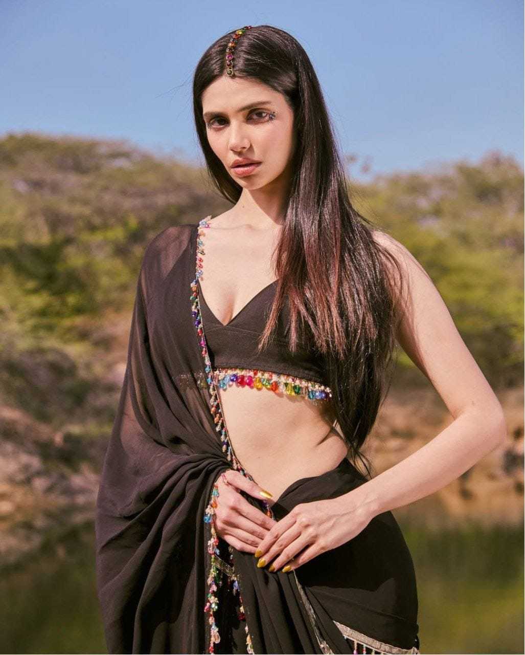 Ynf Georgette RIN157 236 Sarees Wedding Collections Festive Collections Wholesale Designer Sarees Georgette Sarees Black Sarees Manufacturer