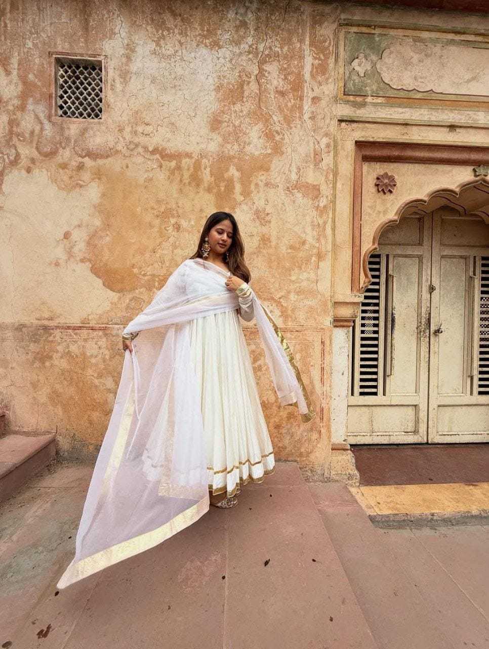 Ynf Georgette RIN157 3187 Gowns Wedding Collections Festive Collections Wholesale Georgette Gown Designer Gowns White Gown Manufacturer