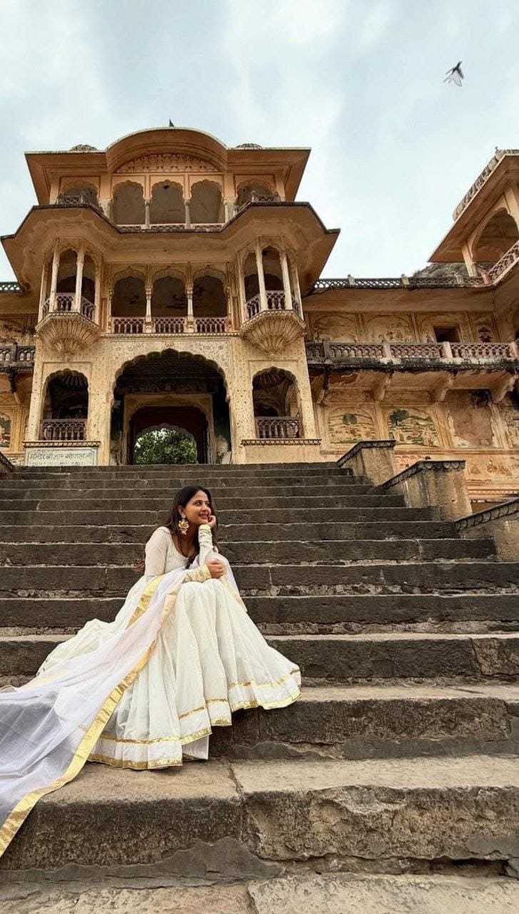 Ynf Georgette RIN157 3187 Gowns Wedding Collections Festive Collections Wholesale Georgette Gown Designer Gowns White Gown Manufacturer