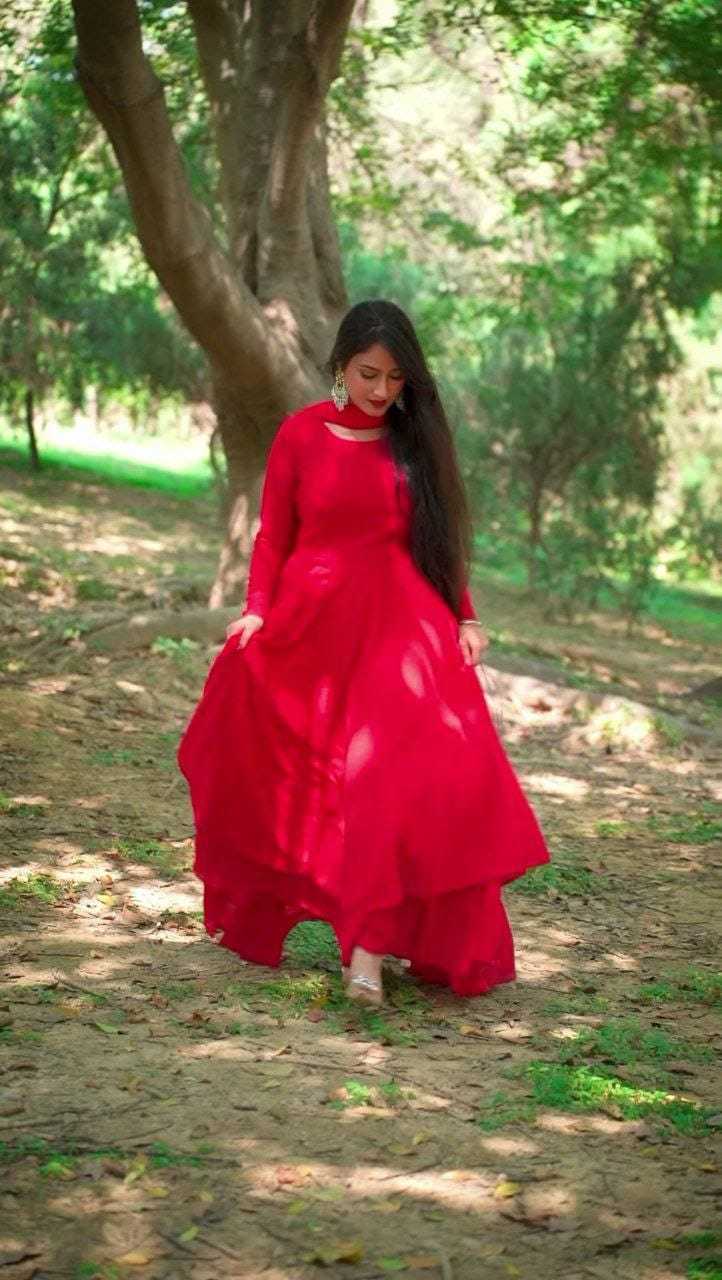 Ynf Georgette RIN157 PC-2047 Gowns Wedding Collections Plus Size Collections Wholesale Georgette Gown Gown With Dupatta Full Sleeve Gowns Manufacturer