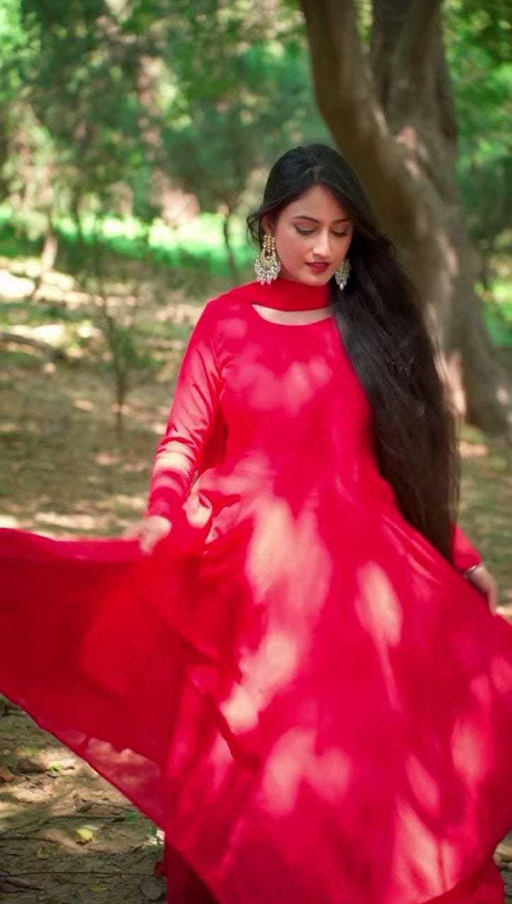 Ynf Georgette RIN157 PC-2047 Gowns Wedding Collections Plus Size Collections Wholesale Georgette Gown Gown With Dupatta Full Sleeve Gowns Manufacturer