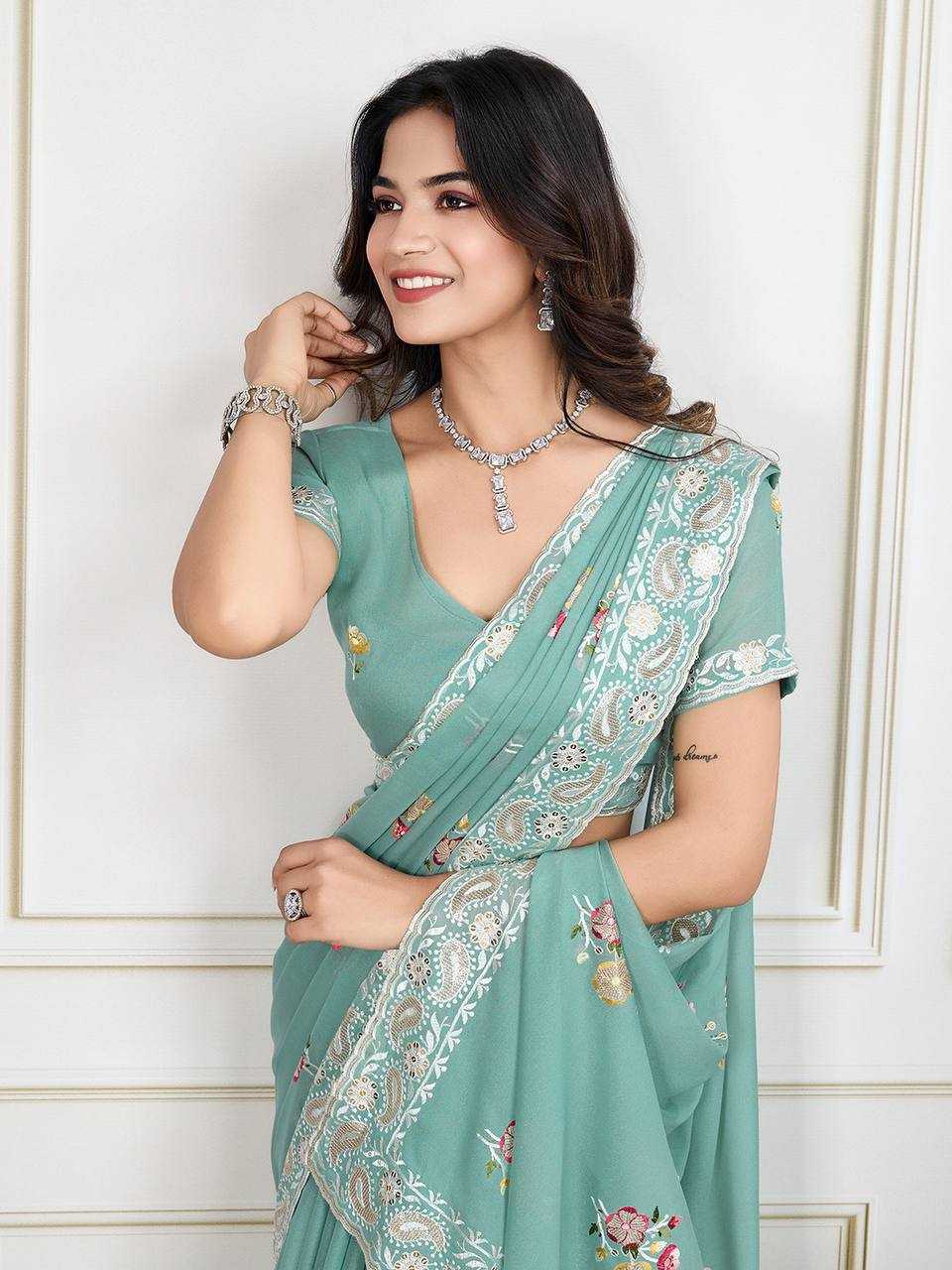 Ynf Georgette RIN188 Anaya1 Sarees Wholesale Party Wear Sarees Fancy Sarees Georgette Sarees Embroidered Sarees Manufacturer
