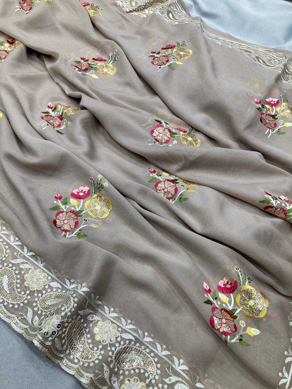 Ynf Georgette RIN188 Anaya1 Sarees Wholesale Party Wear Sarees Fancy Sarees Georgette Sarees Embroidered Sarees Manufacturer
