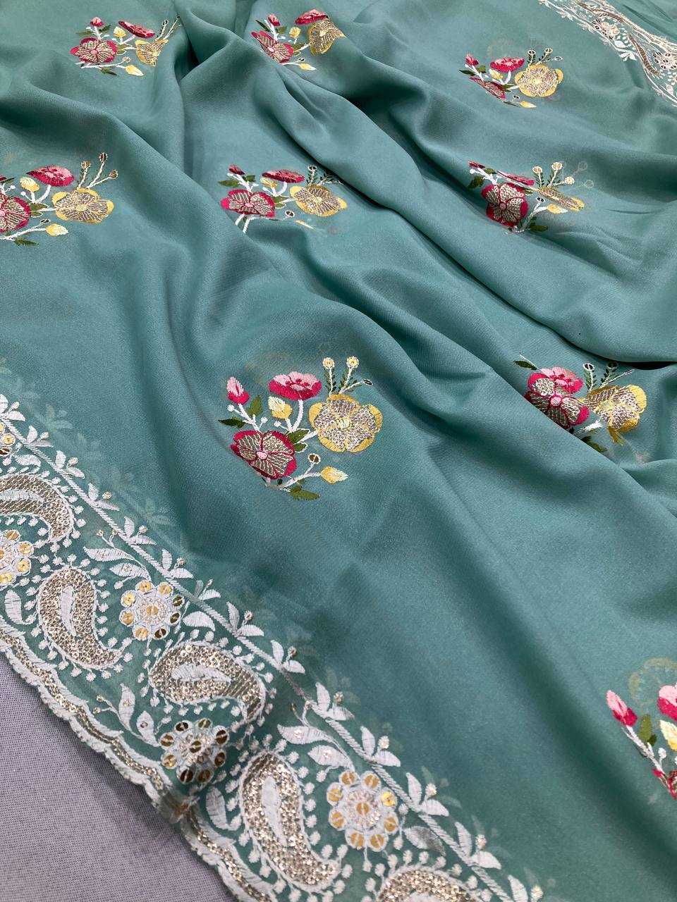 Ynf Georgette RIN188 Anaya1 Sarees Wholesale Party Wear Sarees Fancy Sarees Georgette Sarees Embroidered Sarees Manufacturer