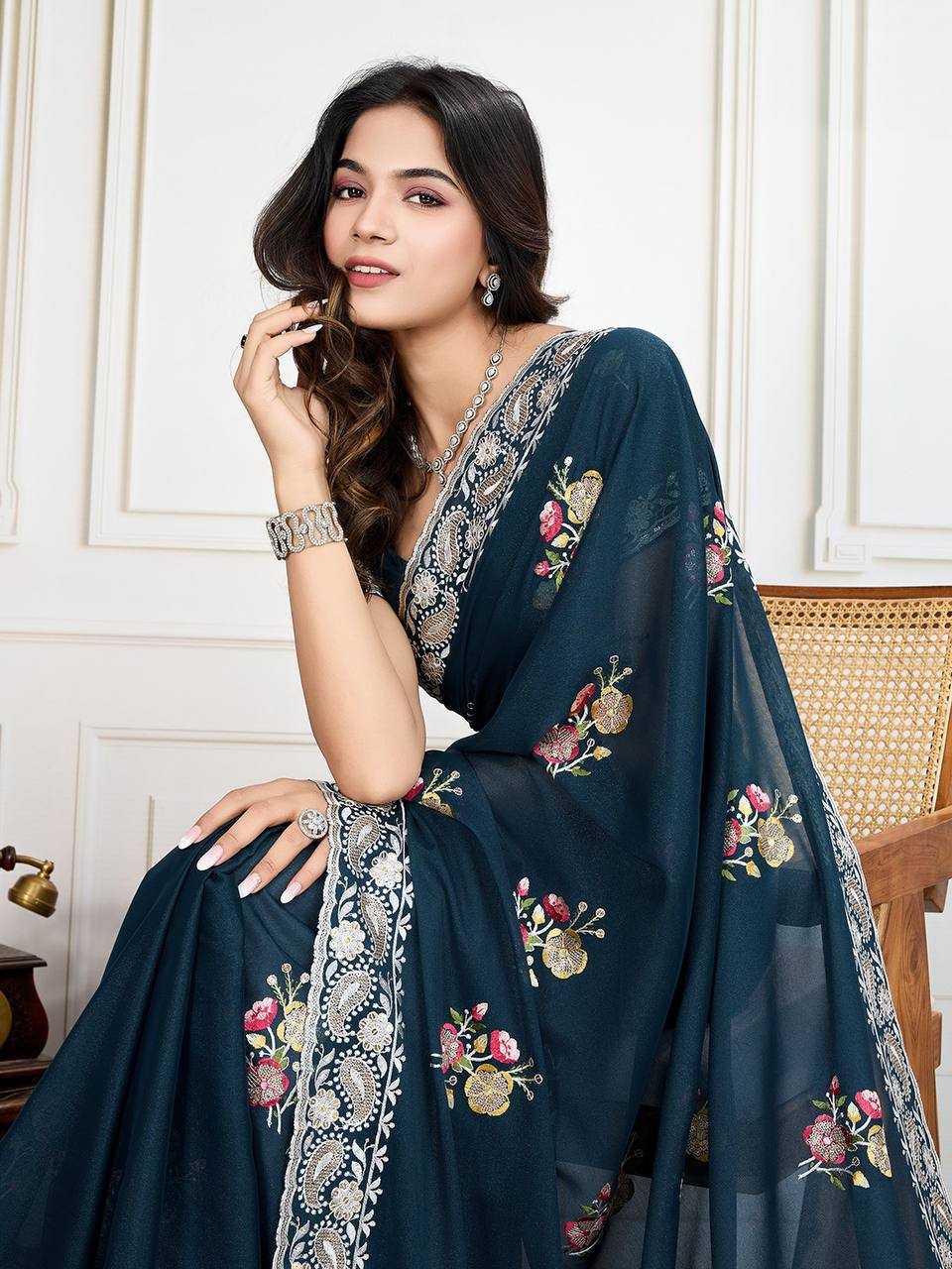 Ynf Georgette RIN188 Anaya1 Sarees Wholesale Party Wear Sarees Fancy Sarees Georgette Sarees Embroidered Sarees Manufacturer