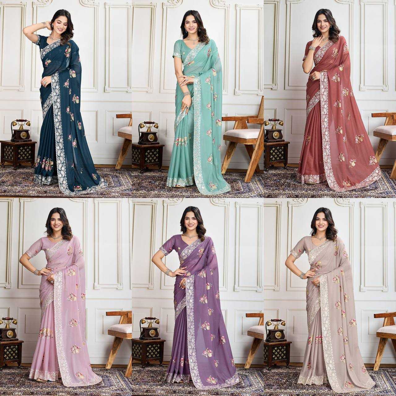 Ynf Georgette RIN188 Anaya1 Sarees Wholesale Party Wear Sarees Fancy Sarees Georgette Sarees Embroidered Sarees Manufacturer
