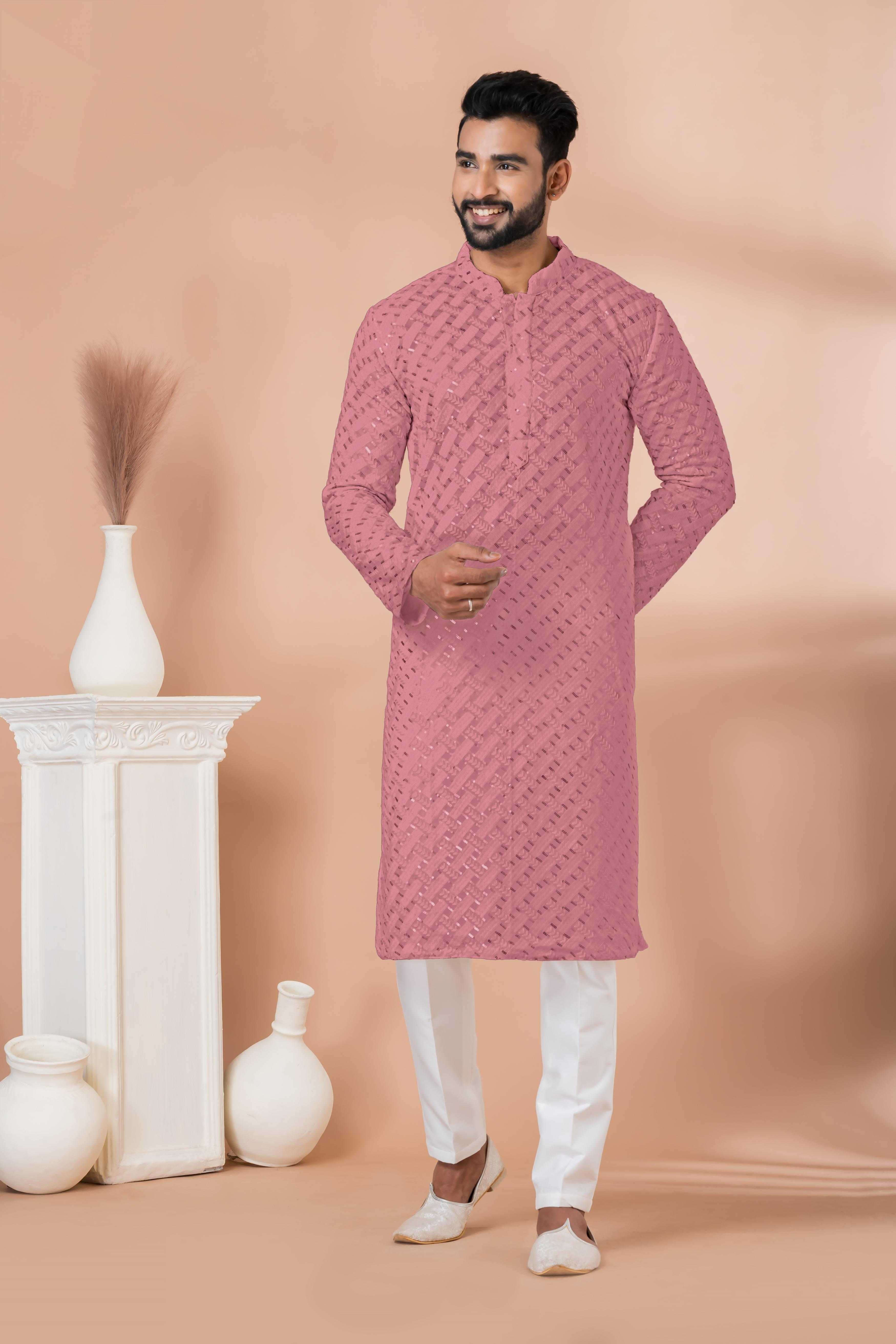 Ynf Georgette RIN223 3301 P Mens Wear Wholesale Mens Kurtas Mens Kurta Pyjama Men Wedding kurta Manufacturer