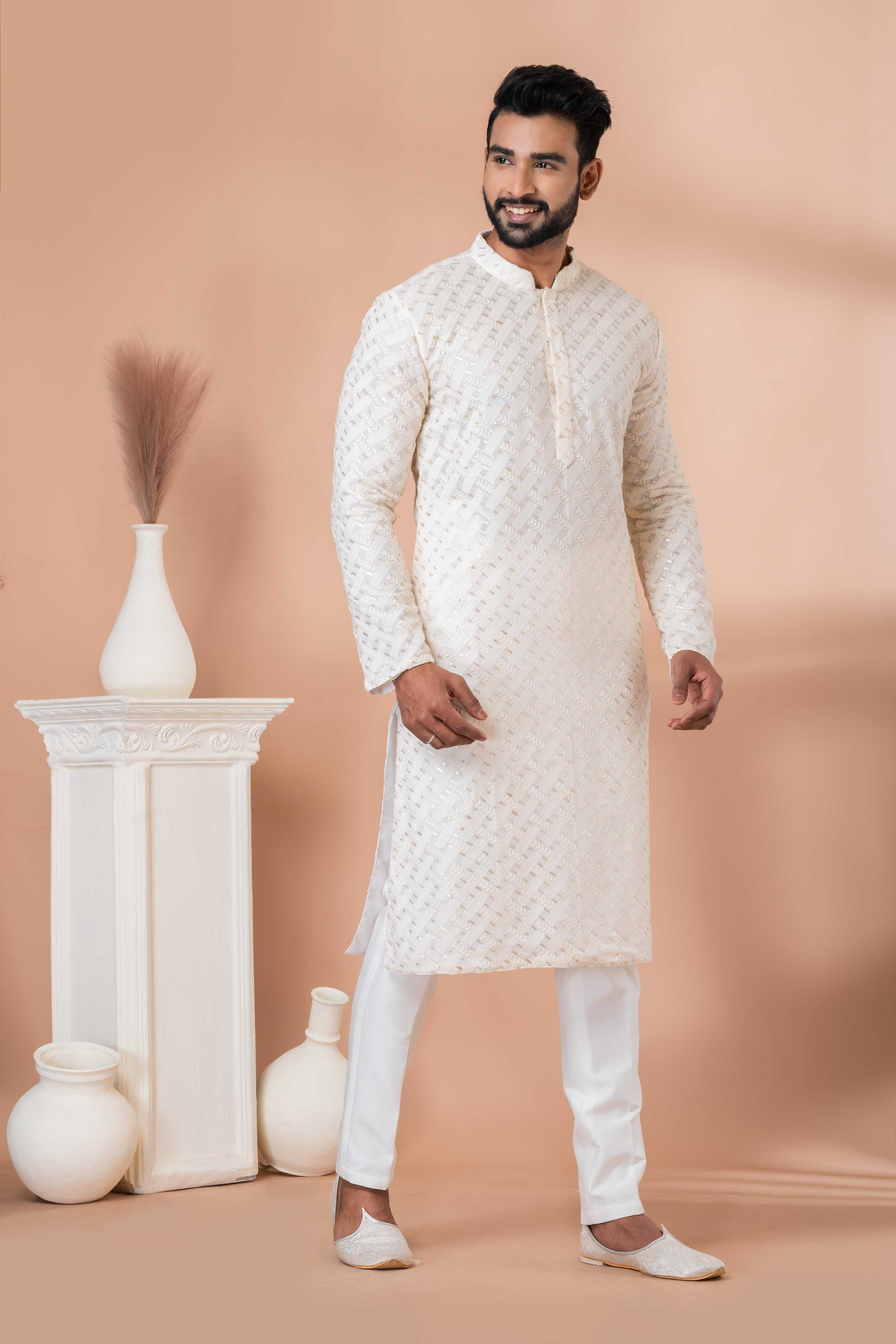 Ynf Georgette RIN223 3301A Mens Wear Festive Collections Wholesale Mens Kurtas Mens Kurta Pyjama Onam Collections Manufacturer