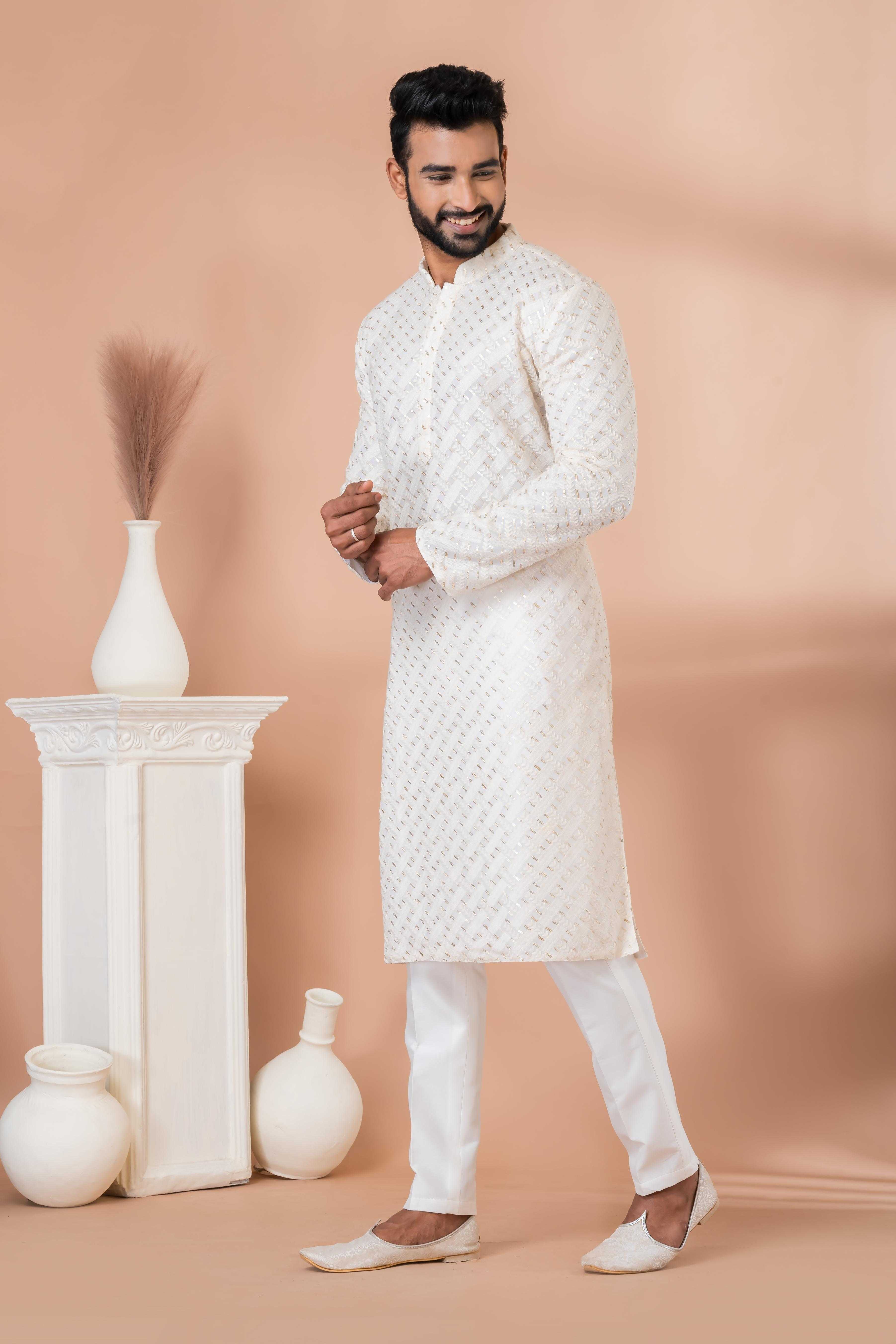 Ynf Georgette RIN223 3301A Mens Wear Festive Collections Wholesale Mens Kurtas Mens Kurta Pyjama Onam Collections Manufacturer