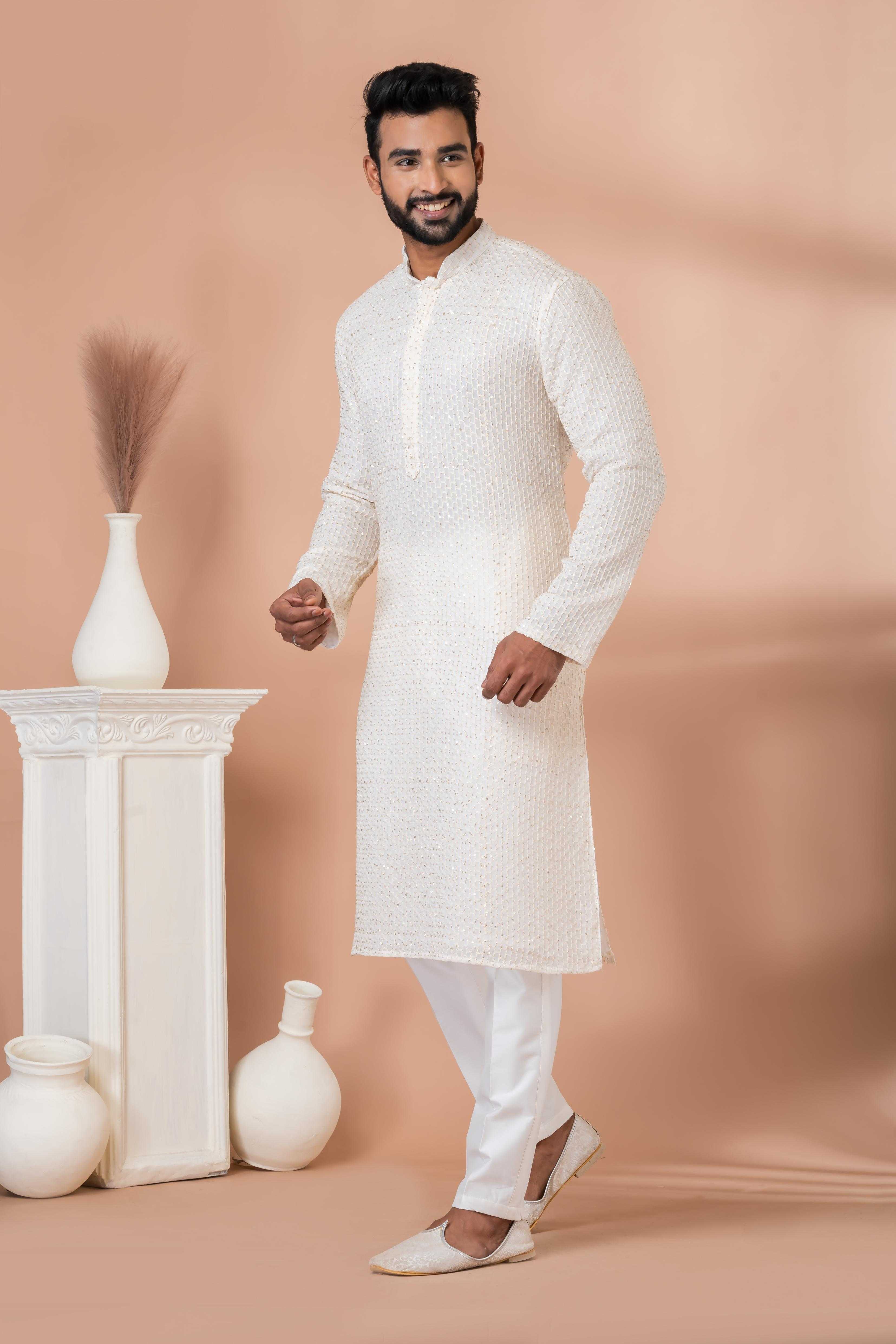 Ynf Georgette RIN223 3302B Mens Wear Festive Collections Wholesale Mens Kurtas Mens Kurta Pyjama Onam Collections Manufacturer