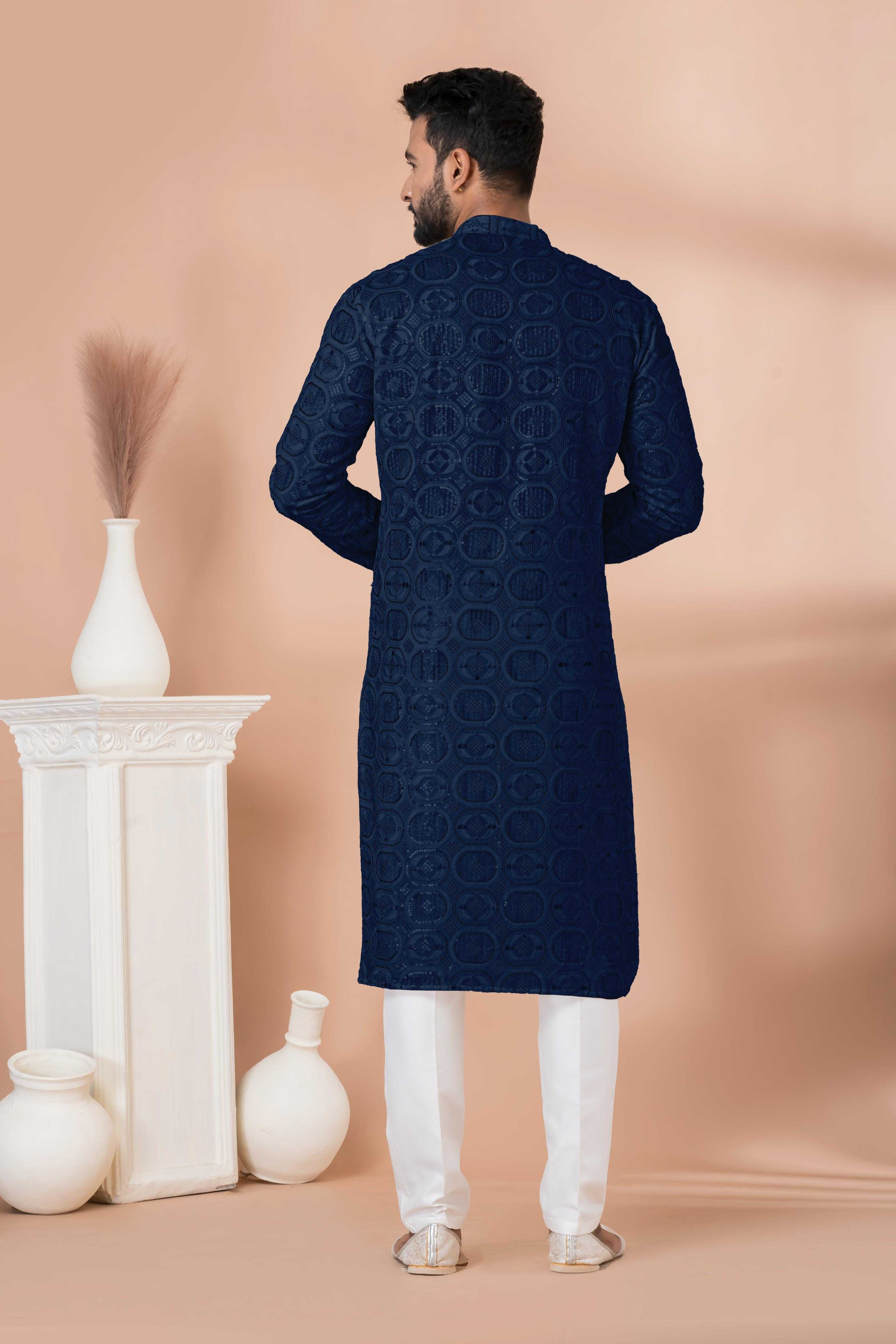 Ynf Georgette RIN223 3305N-B Mens Wear Wholesale Mens Kurtas Mens Kurta Pyjama Men Wedding kurta Manufacturer