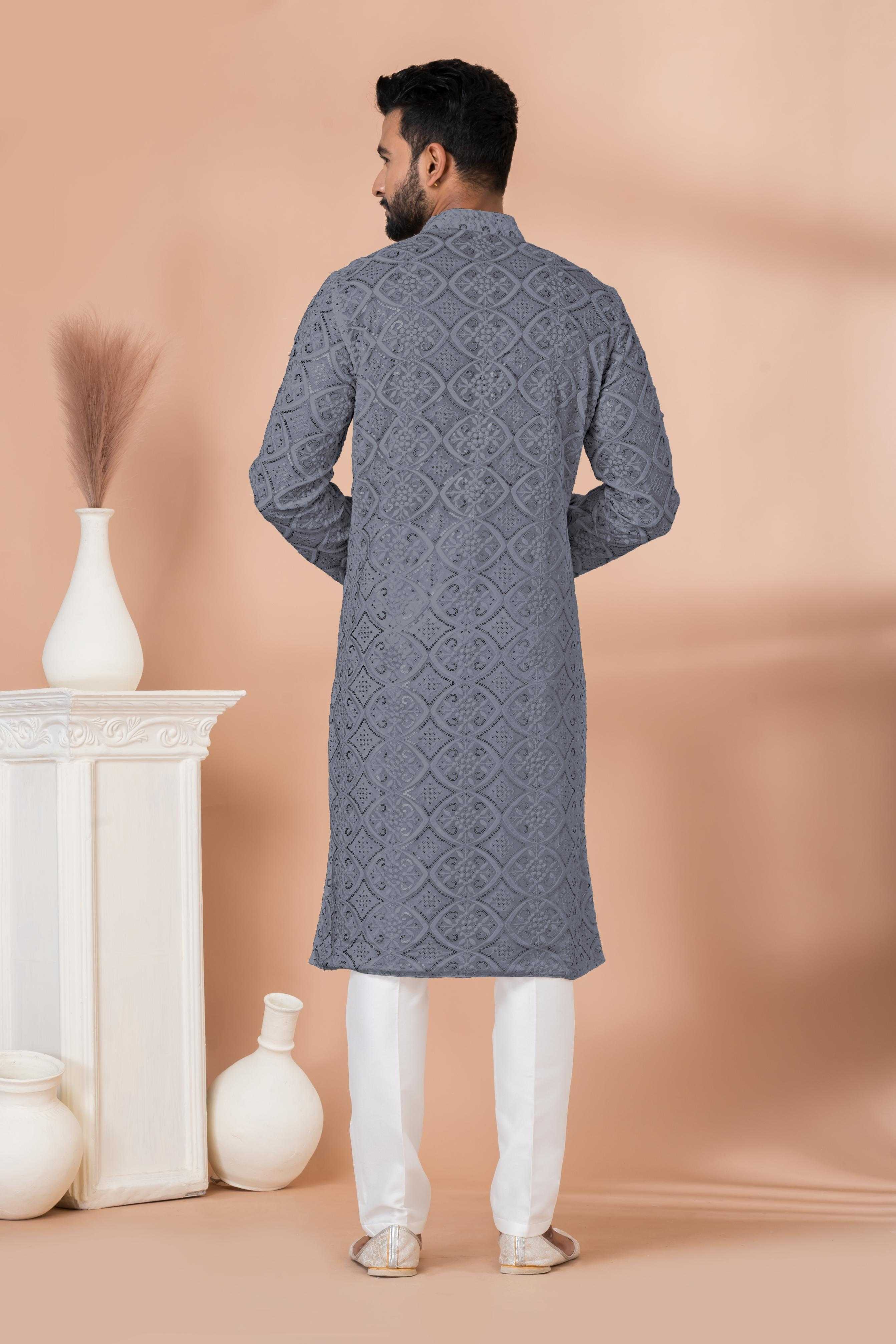 Ynf Georgette RIN223 3306G-B Mens Wear Wholesale Mens Kurtas Mens Kurta Pyjama Men Wedding kurta Manufacturer