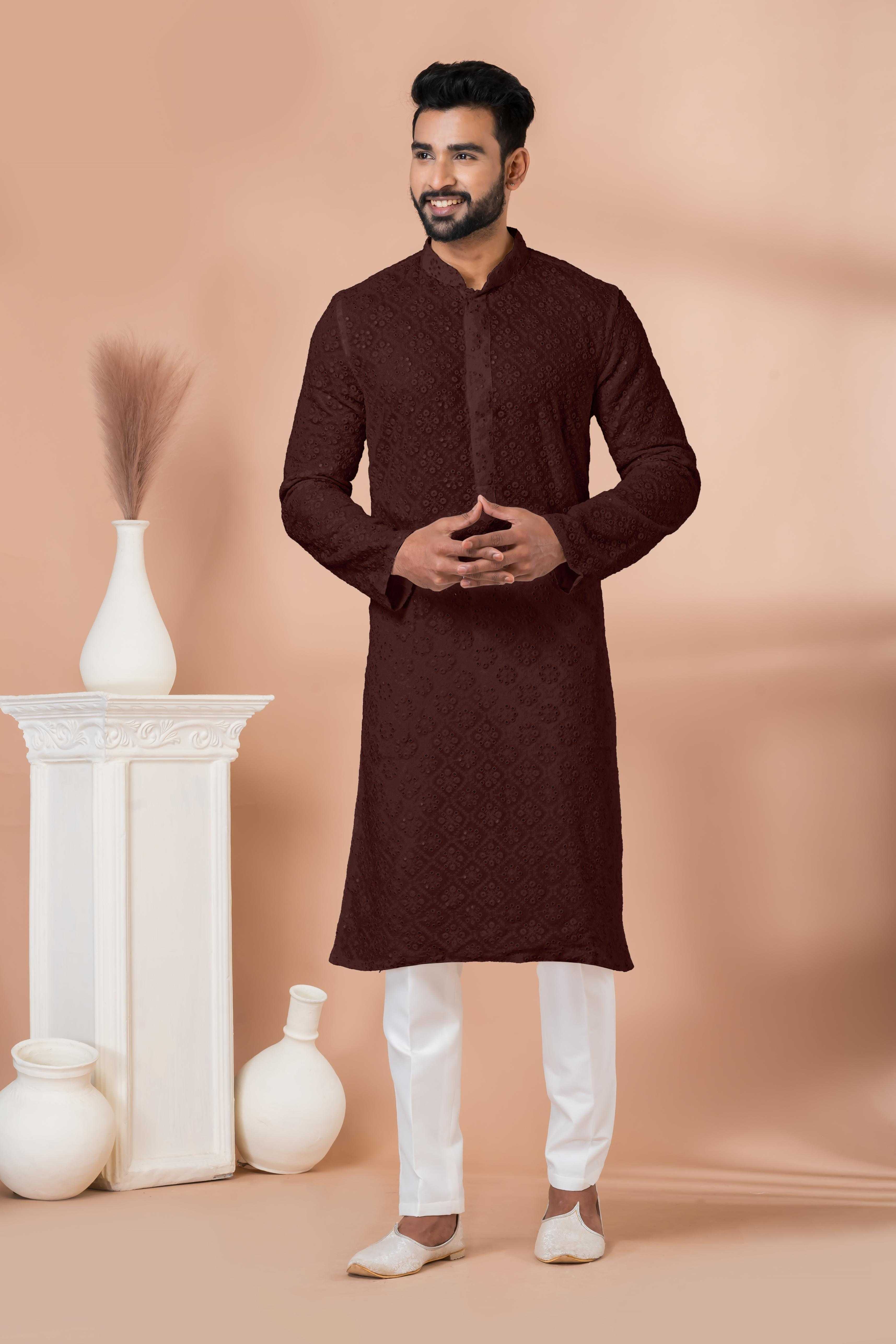 Ynf Georgette RIN223 3308 C Mens Wear Wholesale Mens Kurtas Mens Kurta Pyjama Men Wedding kurta Manufacturer