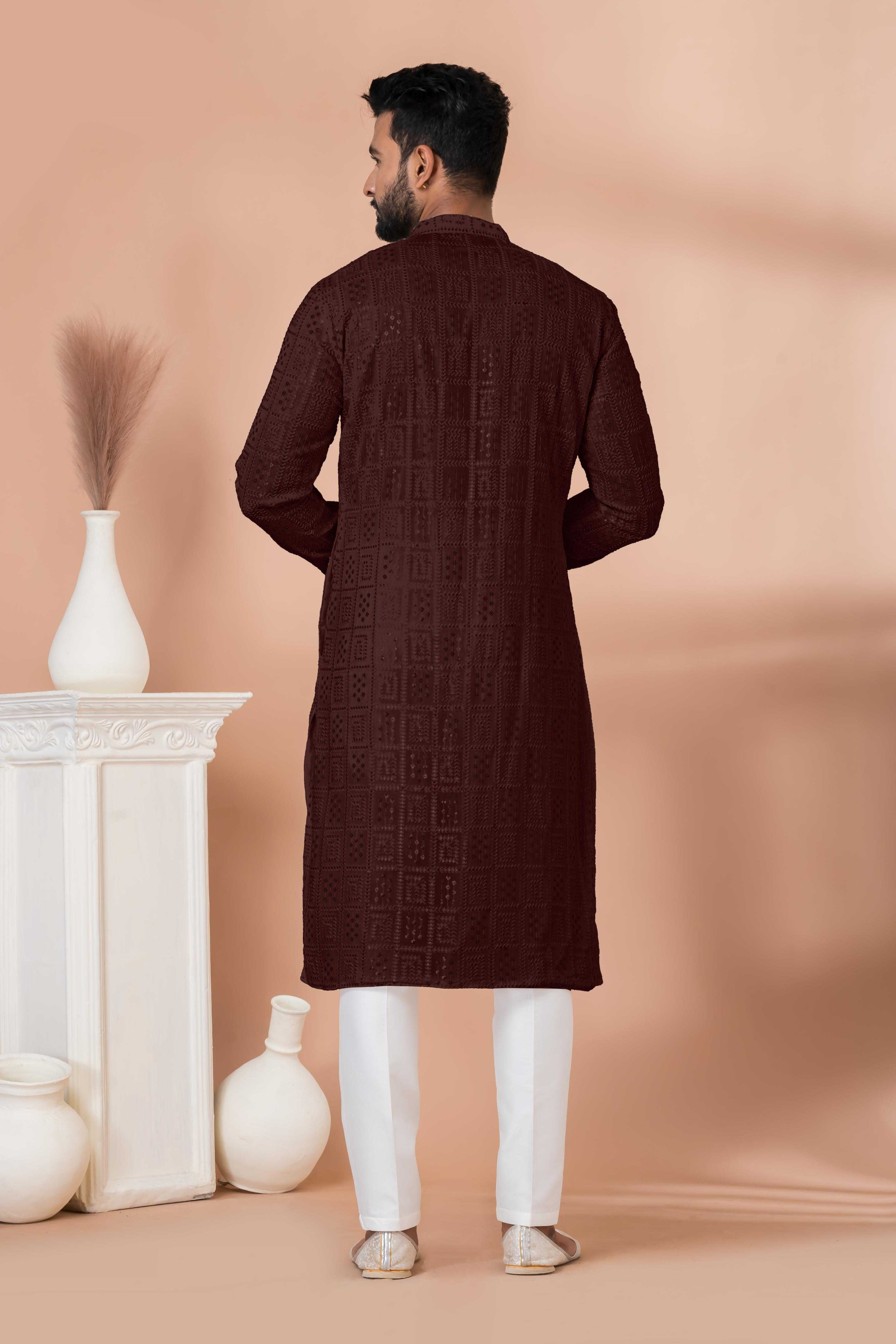 Ynf Georgette RIN223 3311C-A Mens Wear Wholesale Mens Kurtas Mens Kurta Pyjama Men Wedding kurta Manufacturer