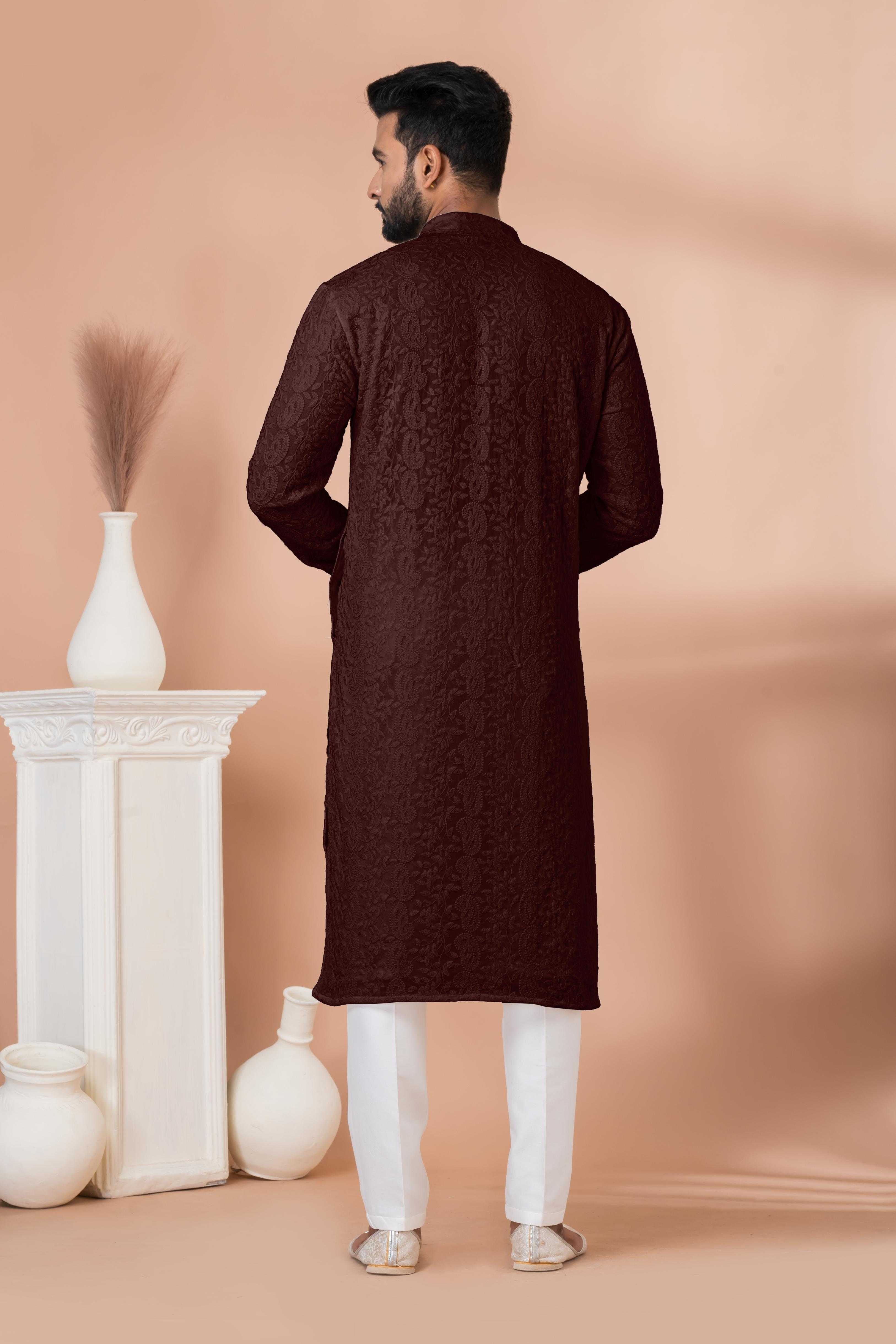 Ynf Georgette RIN223 3313C-A Mens Wear Wholesale Mens Kurtas Mens Kurta Pyjama Men Wedding kurta Manufacturer