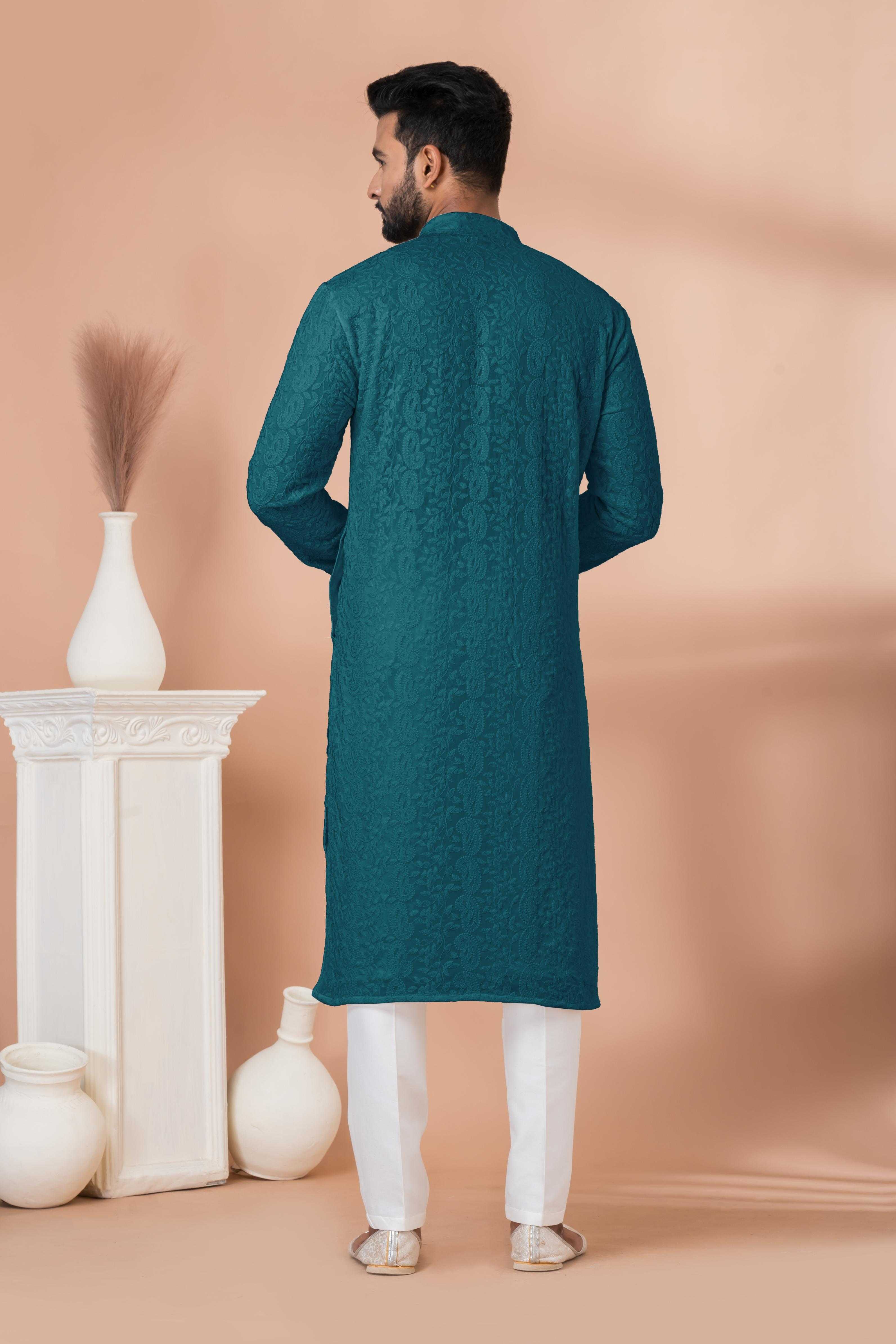 Ynf Georgette RIN223 3313T-A Mens Wear Wholesale Mens Kurtas Mens Kurta Pyjama Men Wedding kurta Manufacturer