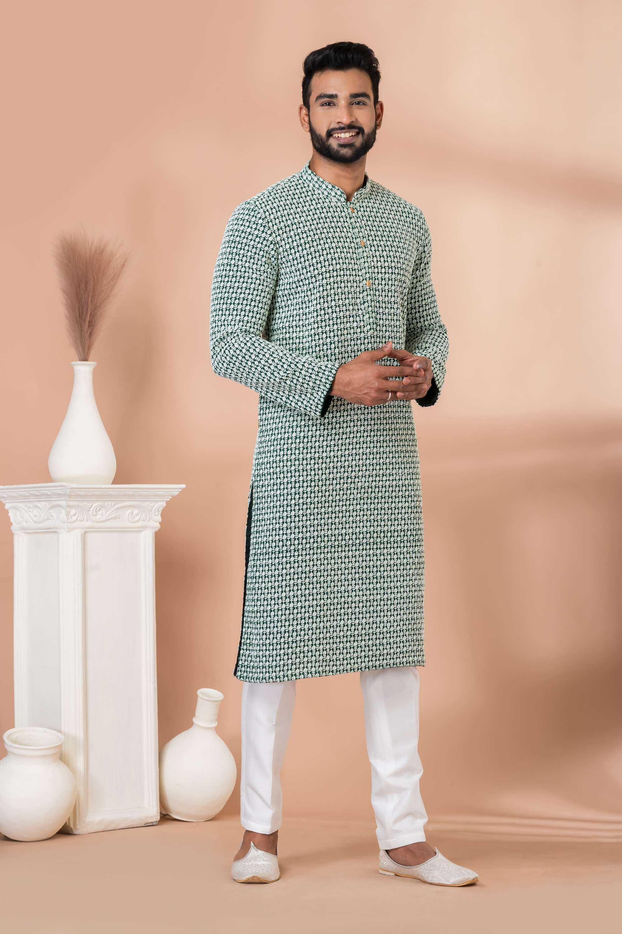 Ynf Georgette RIN223 3432A Mens Wear Wholesale Mens Kurtas Mens Kurta Pyjama Men Wedding kurta Manufacturer
