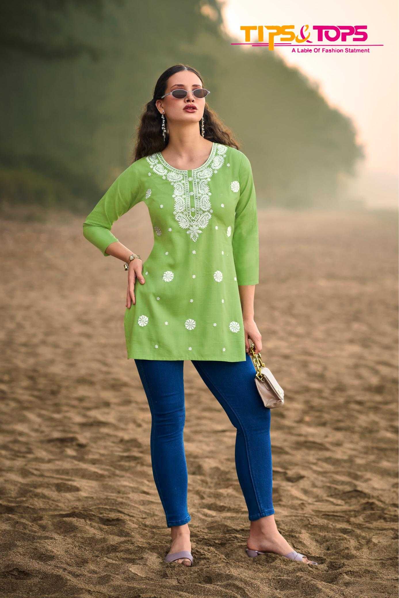 Ynf Heavy Rayon RIN190 TIPS & TOPS-COLORS VOL 06 Setwise Collections Wholesale Kurtis Catalogs Manufacturer