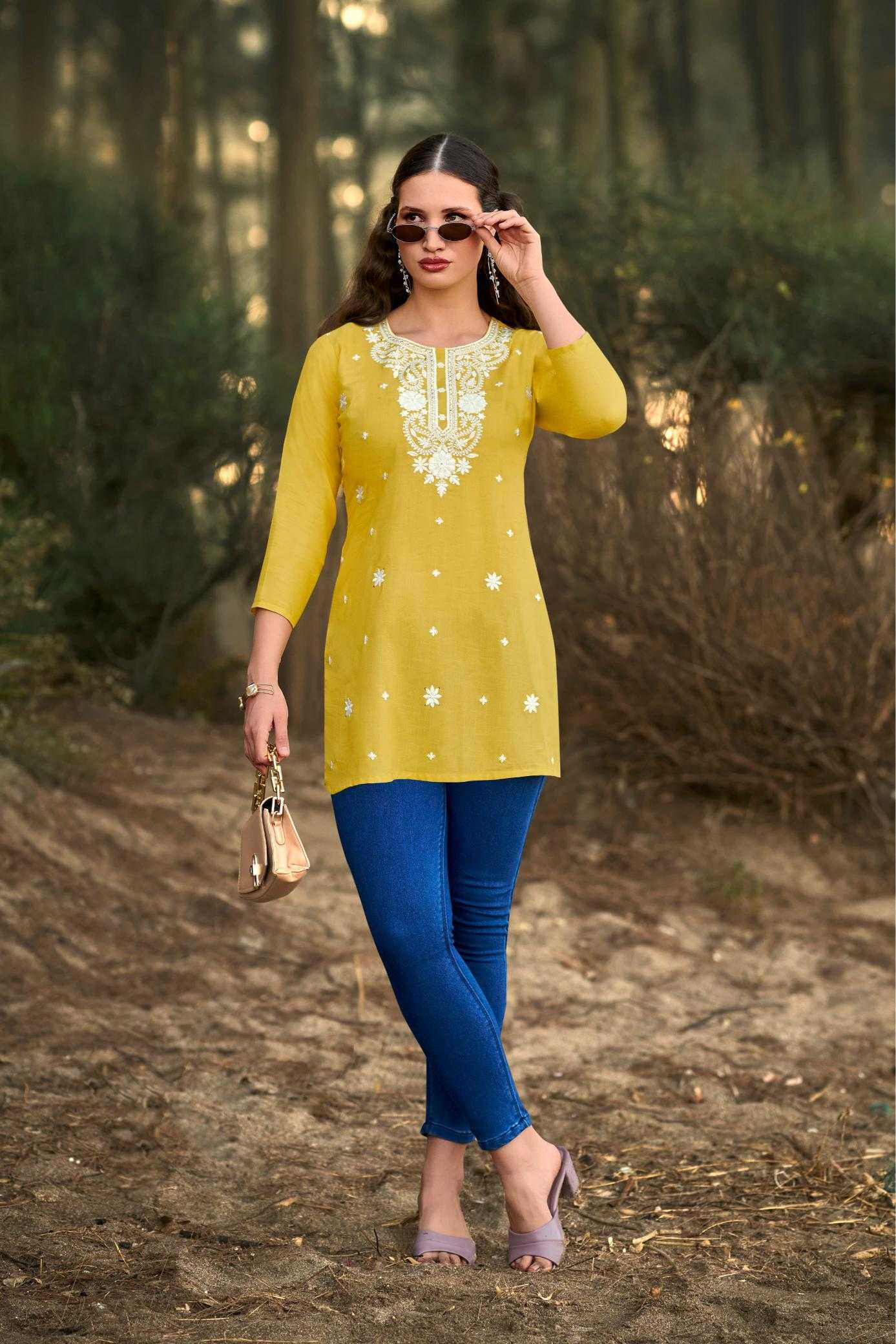Ynf Heavy Rayon RIN190 TIPS & TOPS-COLORS VOL 06 Setwise Collections Wholesale Kurtis Catalogs Manufacturer