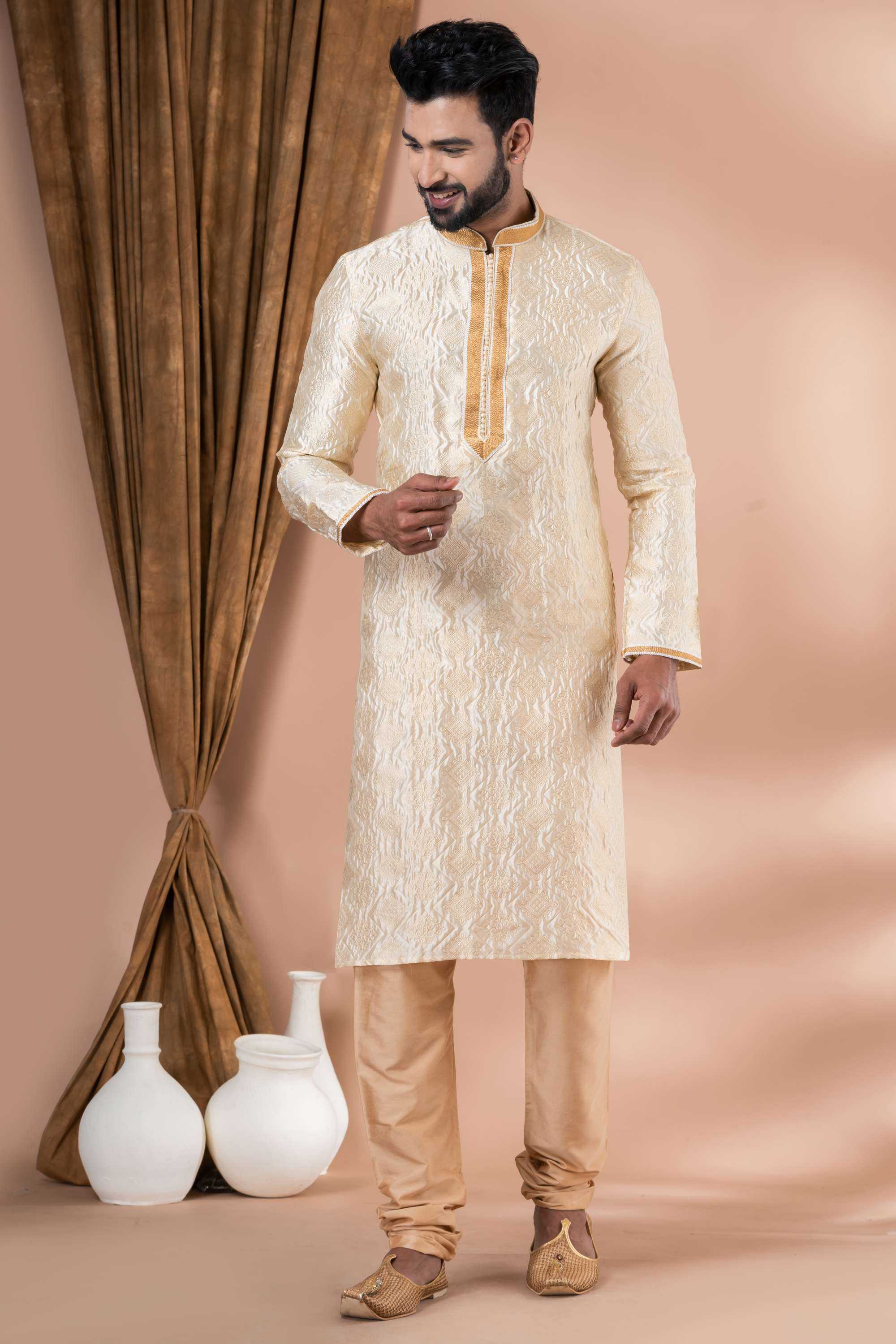 Ynf Jequard Silk RIN223 3422A Mens Wear Wholesale Mens Kurtas Mens Kurta Pyjama Men Wedding kurta Manufacturer