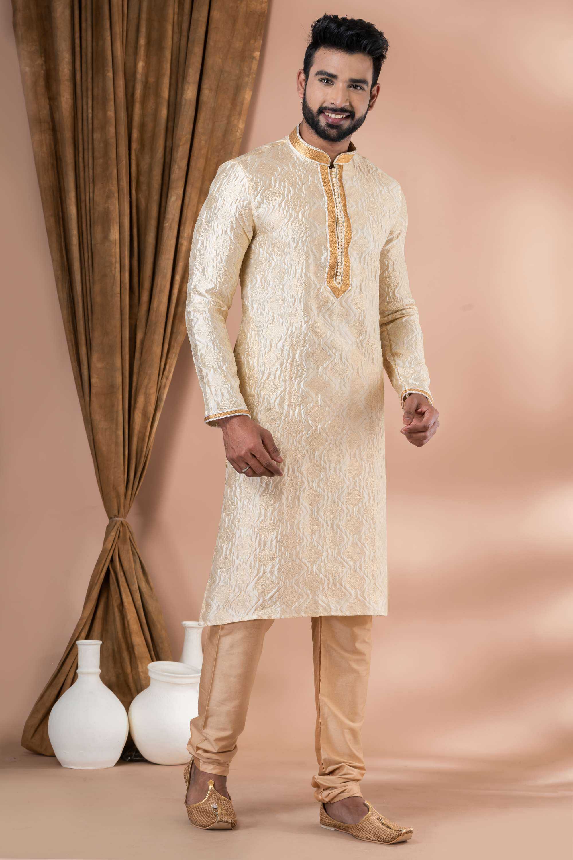 Ynf Jequard Silk RIN223 3422A Mens Wear Wholesale Mens Kurtas Mens Kurta Pyjama Men Wedding kurta Manufacturer
