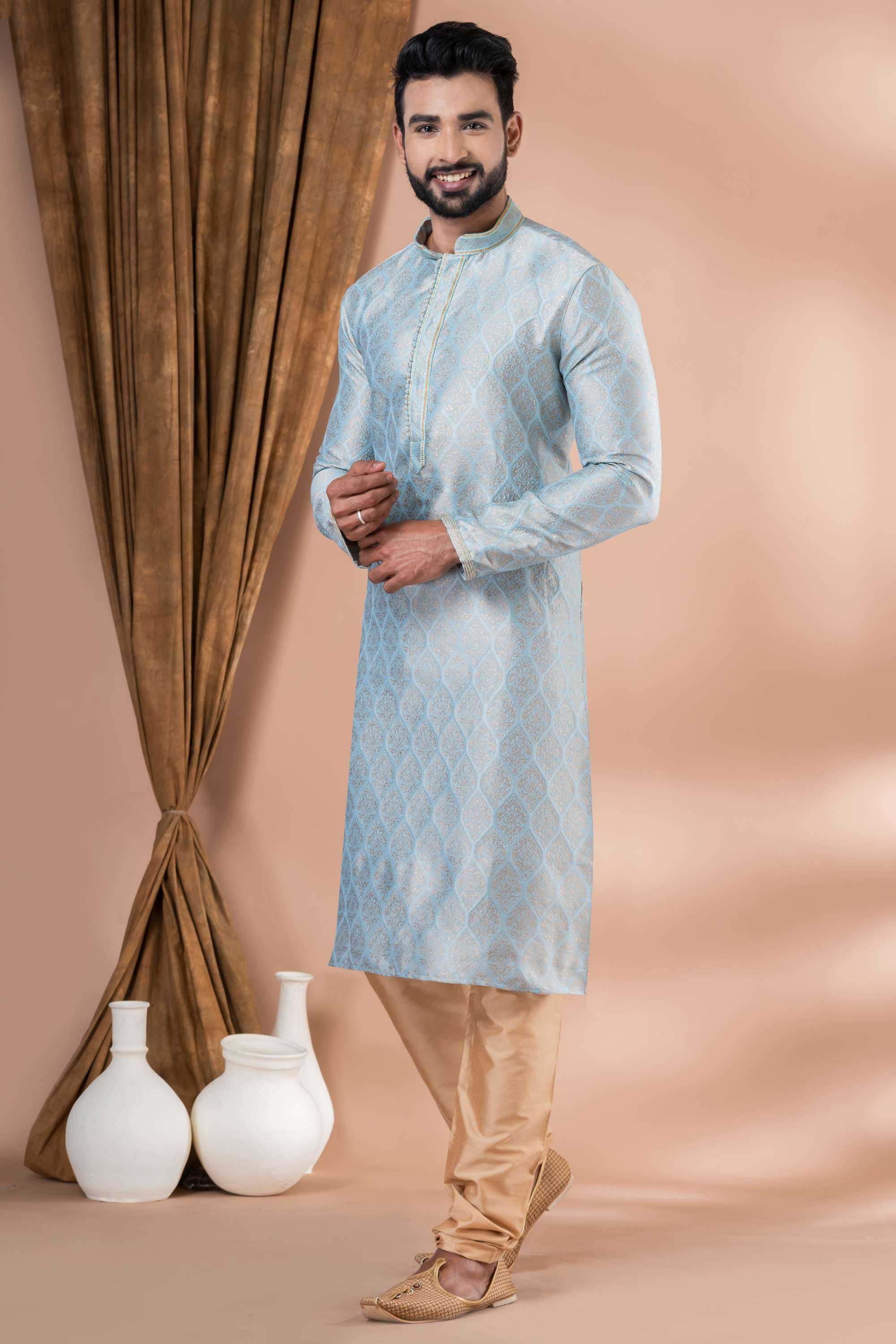 Ynf Jequard Silk RIN223 3424B Mens Wear Wholesale Mens Kurtas Mens Kurta Pyjama Men Wedding kurta Manufacturer