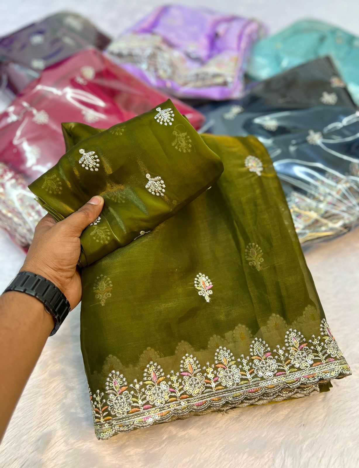 Ynf Jimmy Choo RIN199 Thread Sarees Wedding Collections Festive Collections Wholesale Jimmy Choo Sarees Sequin Sarees Embroidered Sarees Manufacturer