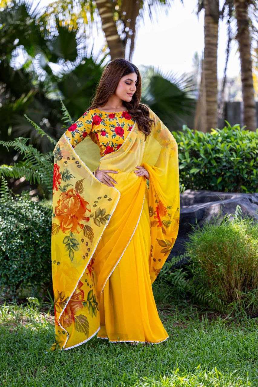 Ynf Linen RIN231 FLOWER PADING Sarees Wedding Collections Wholesale Designer Sarees Linen Sarees Haldi Outfits Manufacturer