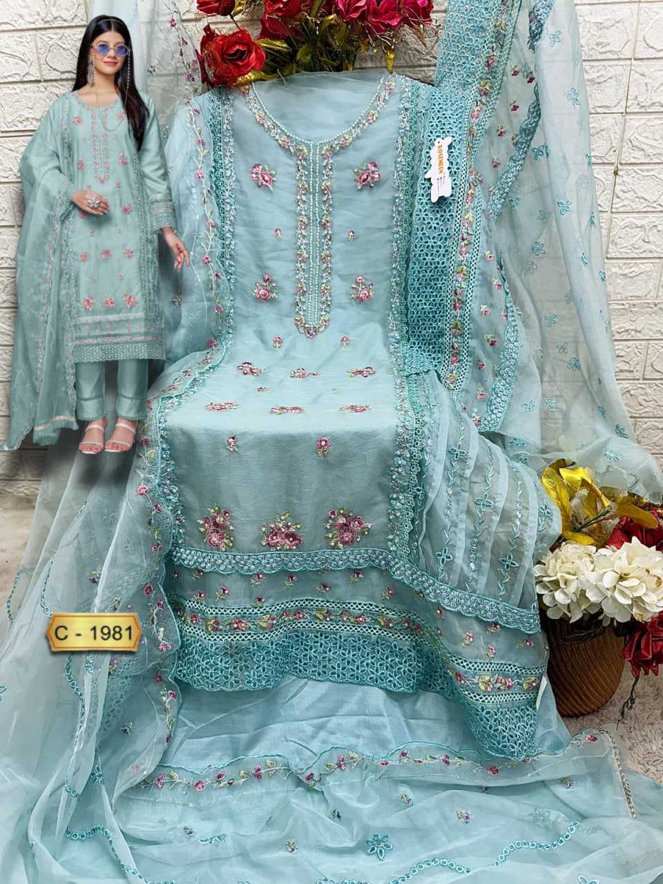 Ynf Organza KESH446 FEPIC ROSEMEEN-1981 Suits & Dresses Islamic Clothing Festive Collections Wholesale Pakistani Suits Kashmiri Suits Embroidered Suits Manufacturer